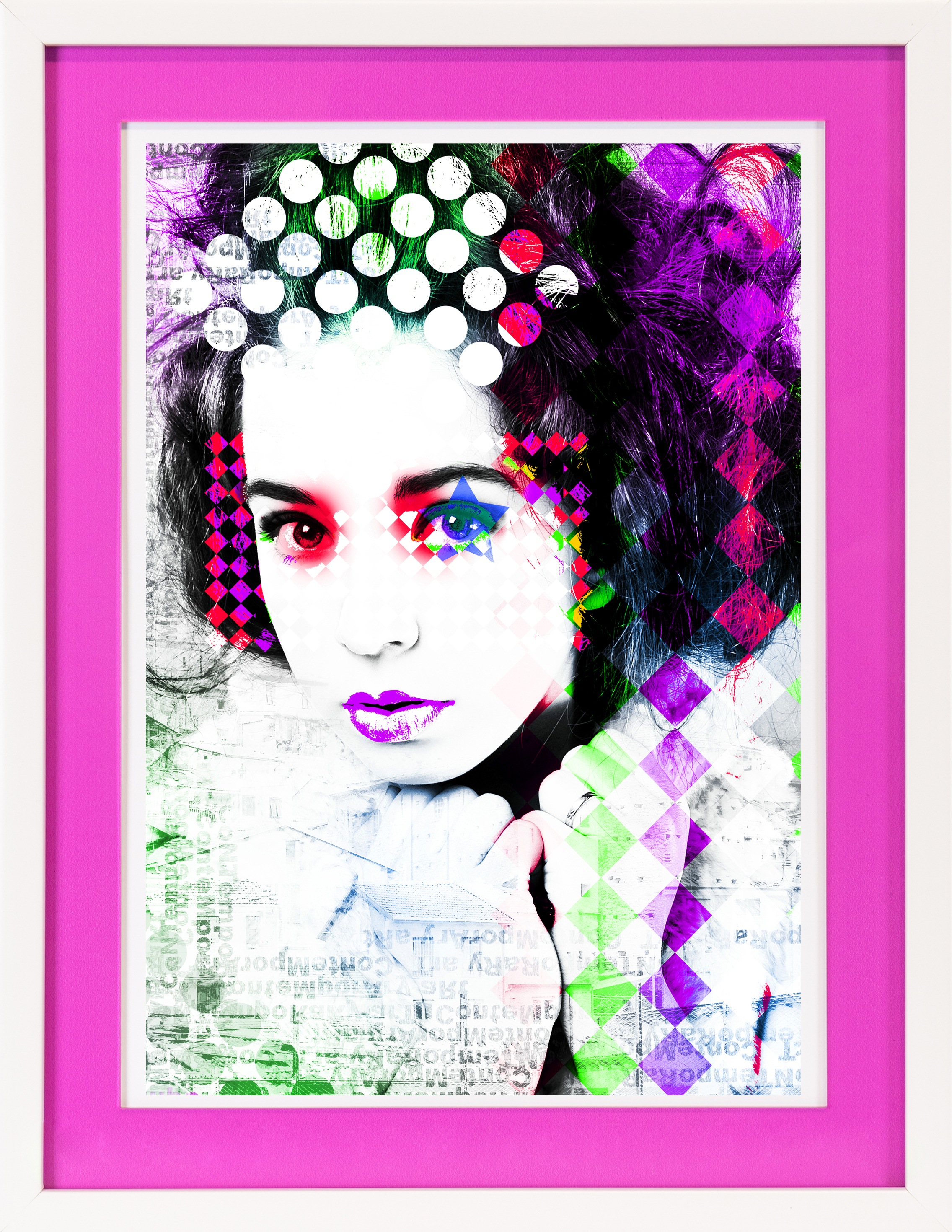 queence Bild mit Rahmen »Frau, Abstrakt, Bunt«, Bilder von Frauen-Frau-Gesicht, (1 St.), Poster mit buntem Acrylglas Passepartout