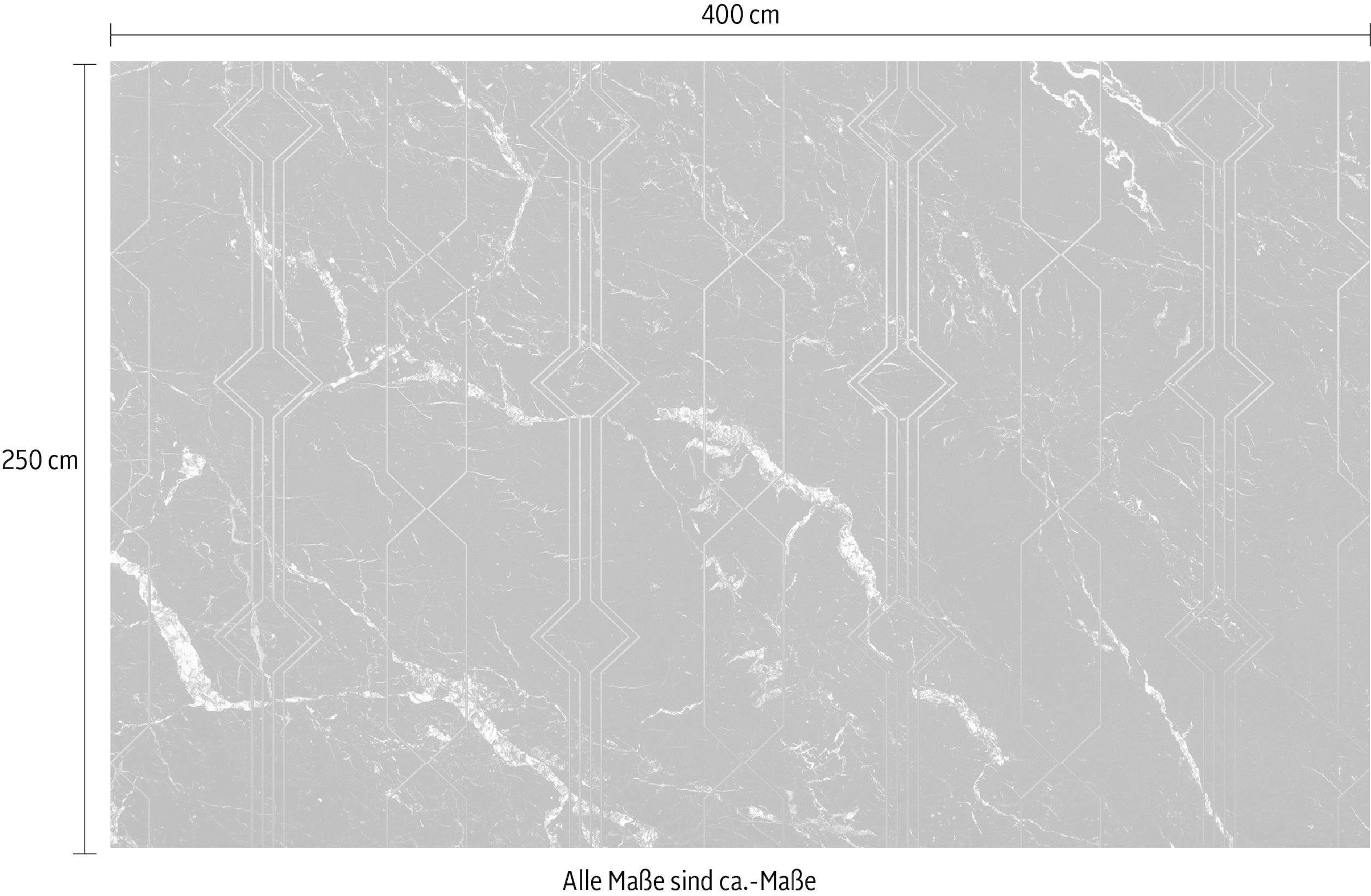 Komar Vliestapete »Digitaldruck Vlies - Marble Black - Größe 400 x 250 cm«, bedruckt, Wohnzimmer, Schlafzimmer