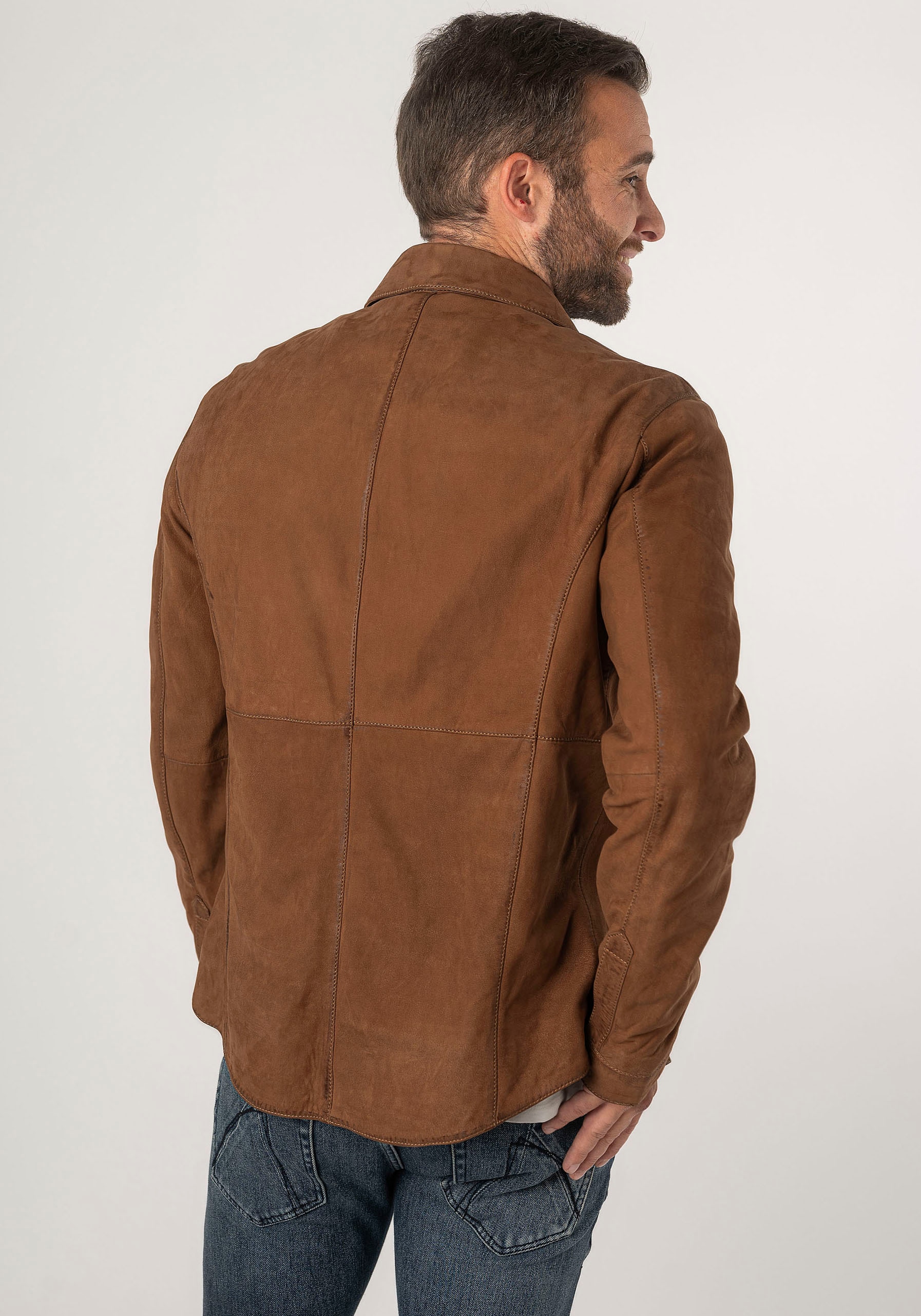 Mauritius Lederjacke »MMJemmo«, mit Hemdblusenkragen, Knopfleiste