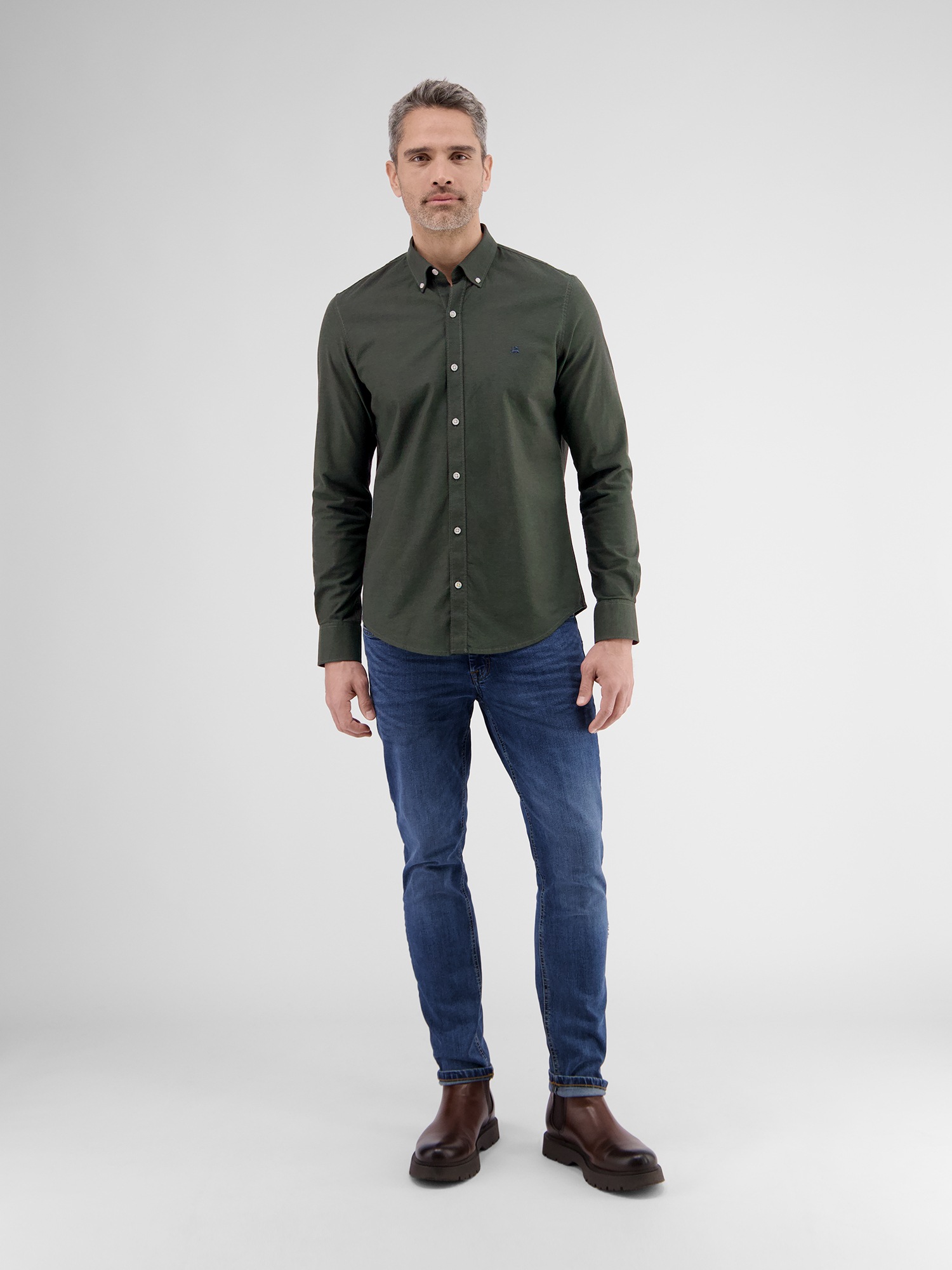 LERROS Langarmhemd »LERROS Oxfordhemd mit Stretchanteil und Button-down-Kragen«