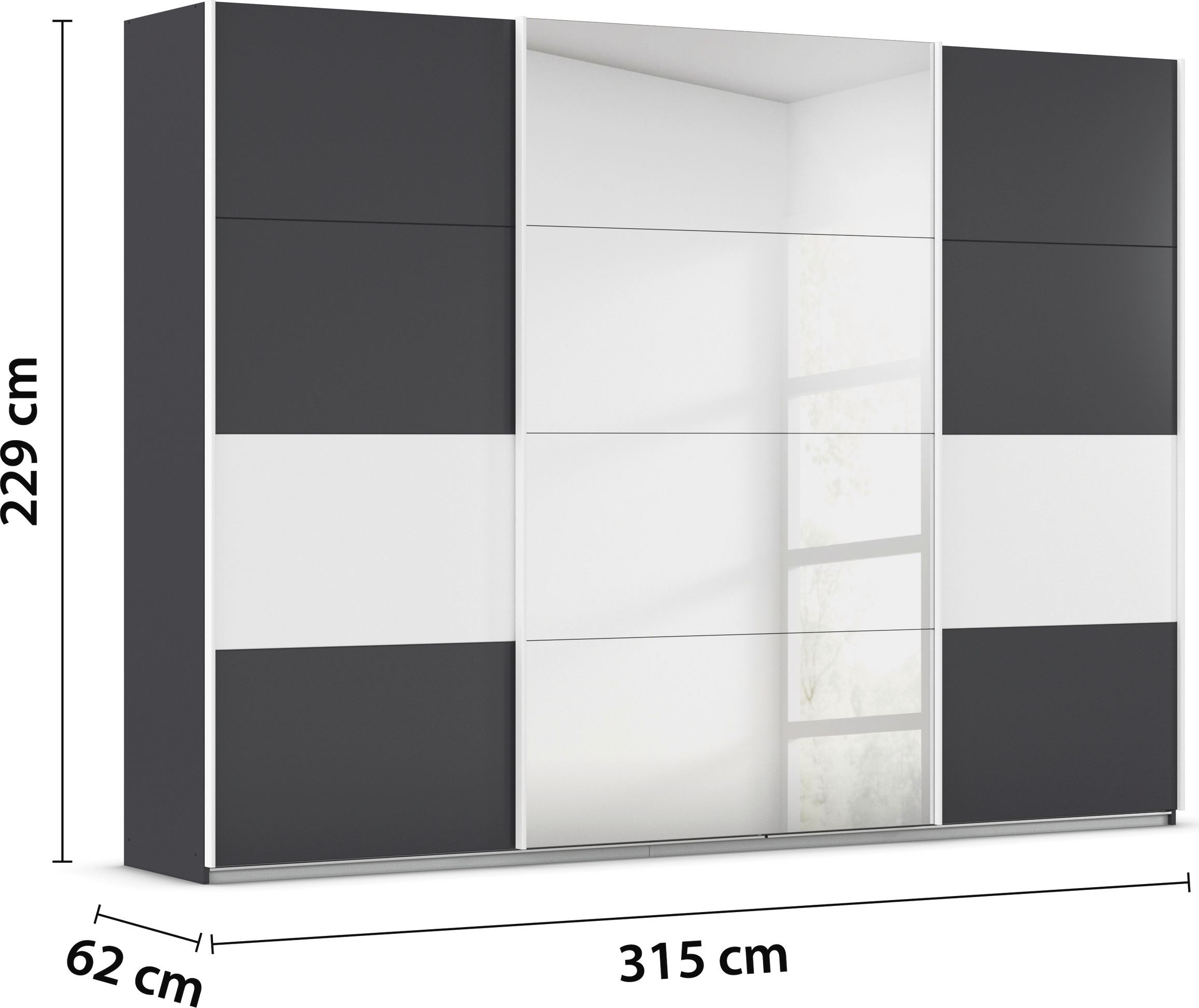 rauch Schwebetürenschrank »Schwebetürenschrank Kleiderschrank Schrank Garderobe CORTONA«, inkl. Inneneinteilung, 2 Stoffboxen und zusätzlichen Einlegeböden