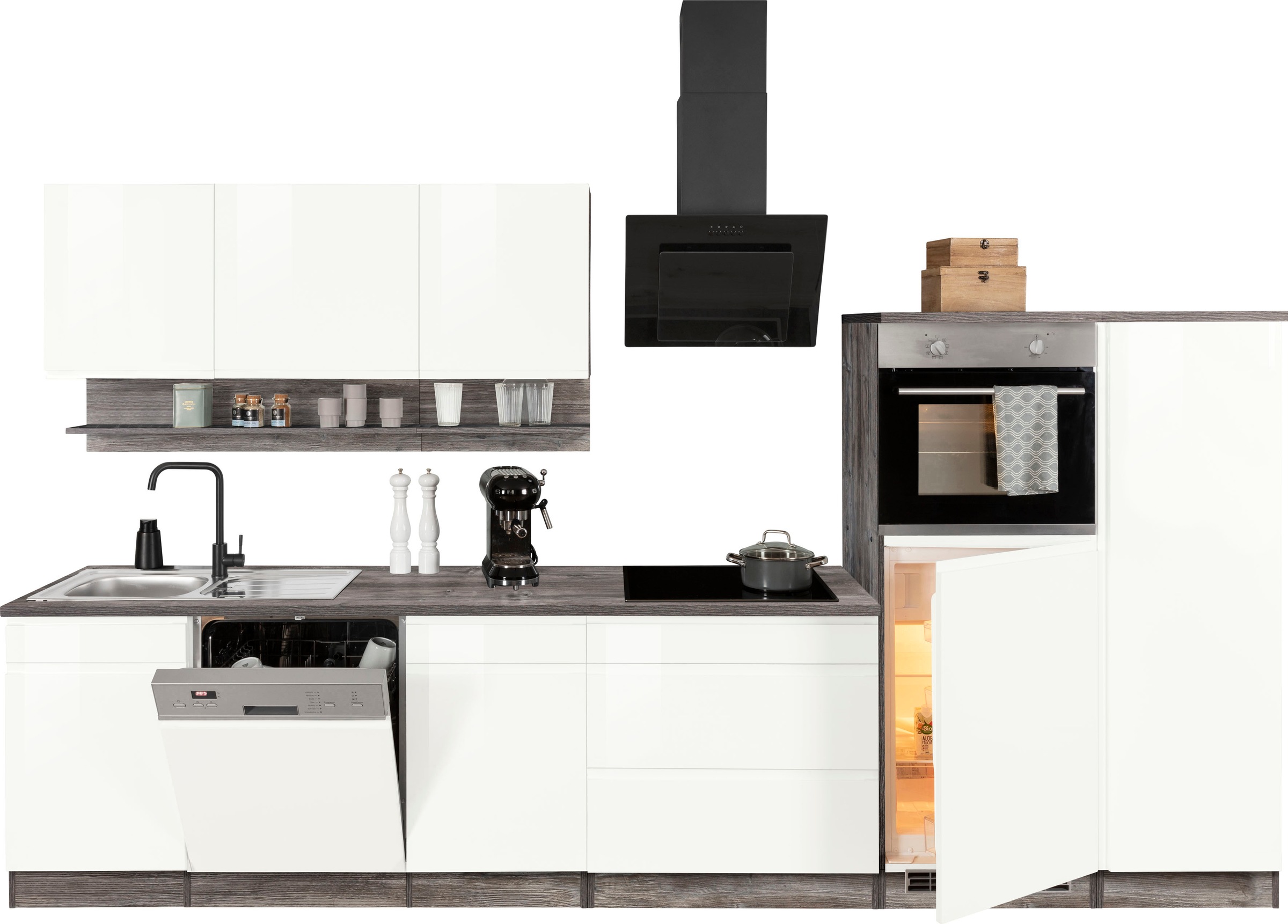 KOCHSTATION Küchenzeile »KS-Virginia«, Breite 350 cm, ohne E-Geräte