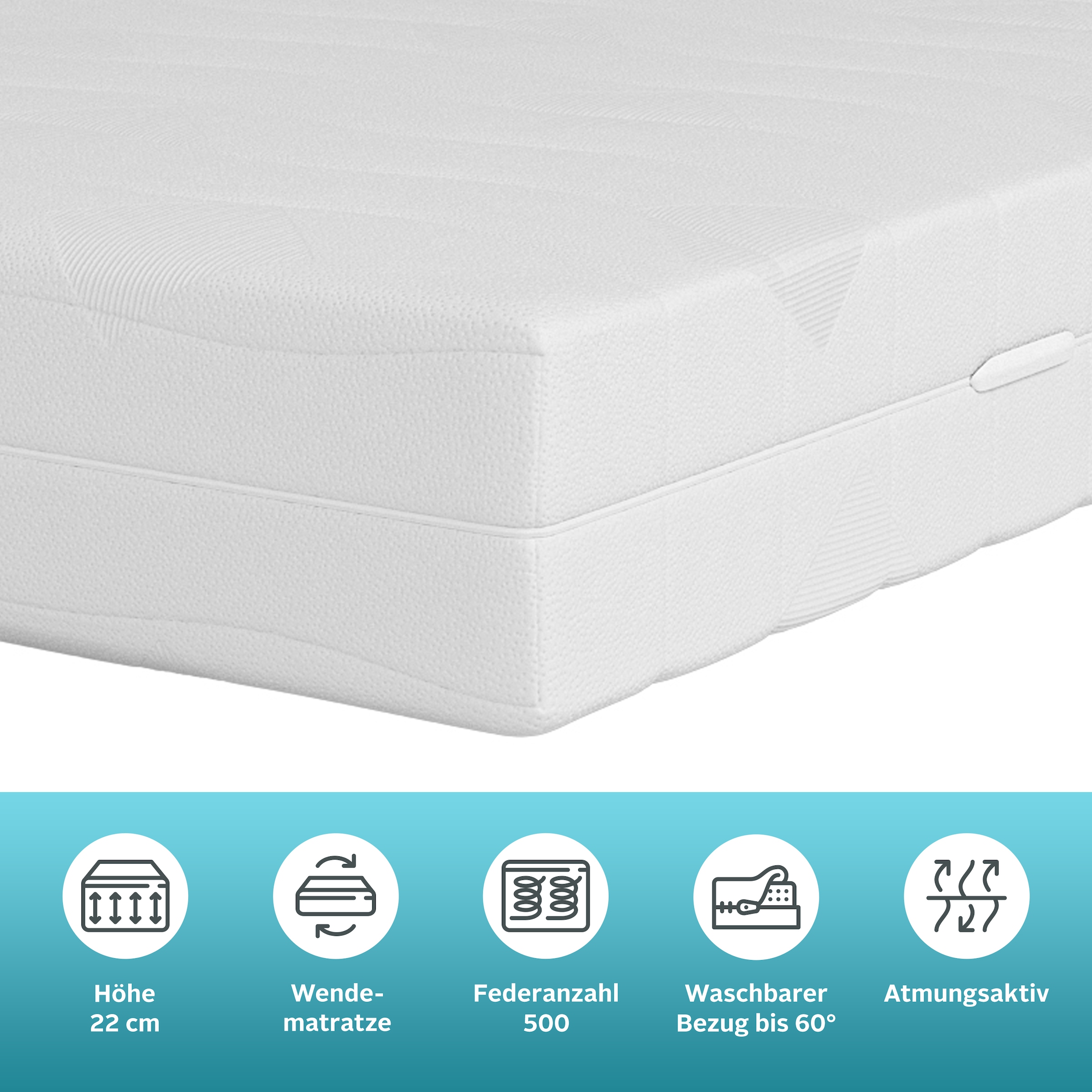 Älgdröm Taschenfederkernmatratze »NEUHEIT: Lasse, 7 Zonen Matratze 90x200 cm, 140x200 cm & mehr« 22 cm hoch 500 Federn 1-tlg., 1 Stk. tlg. Matratze H2, H3 & H4, atmungsaktiv,  Hausstauballergiker geeignet
