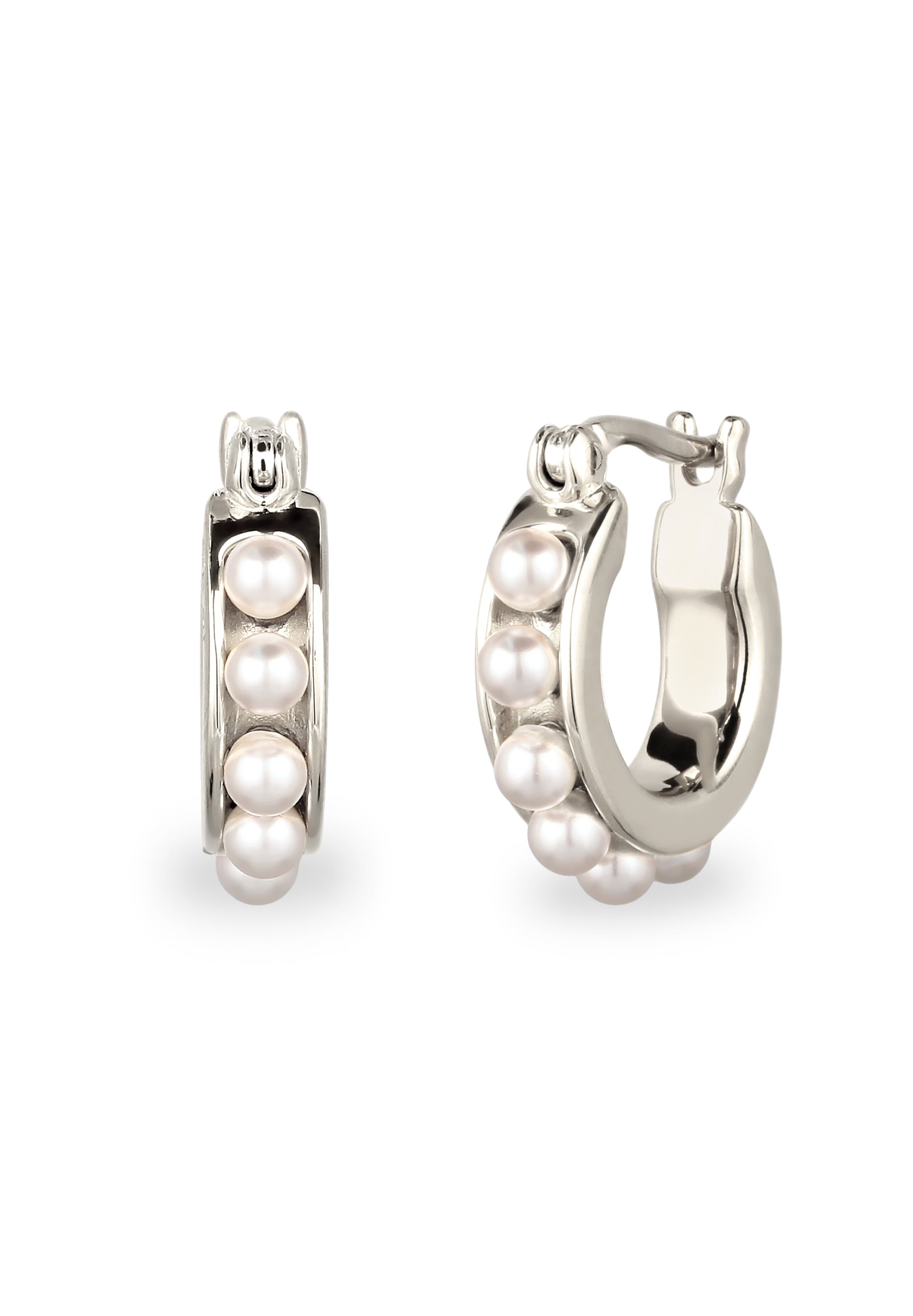 Elli Paar Creolen »Ohrringe Creolen mit Perlen von Swarovski(R) Weiß 925 Sterling Silber«