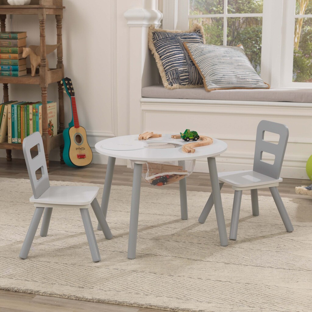KidKraft® Kindersitzgruppe »Tisch mit Netzkörbchen und 2 Stühlen«, (3 tlg.)