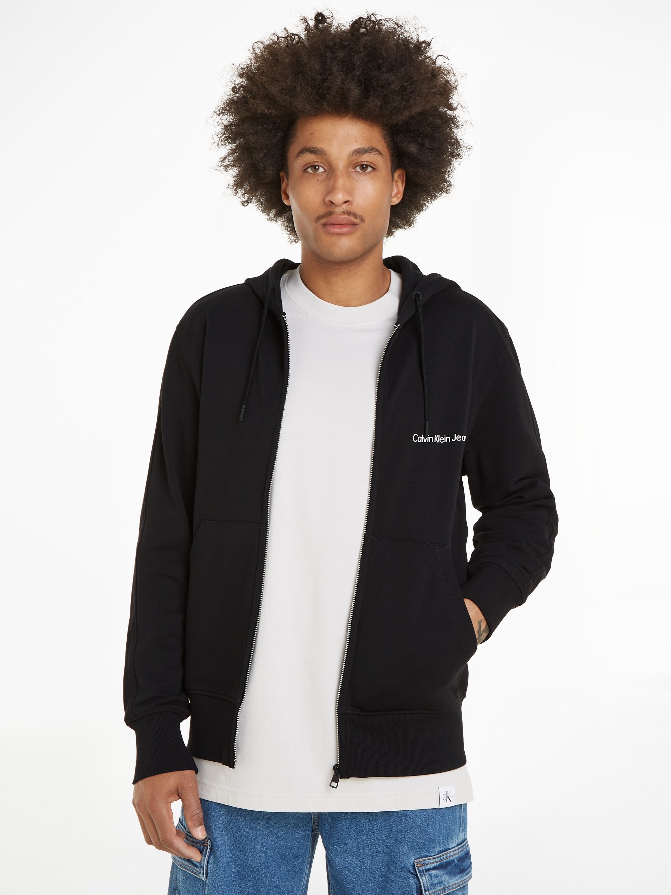 Calvin Klein Jeans Sweatshirt »INSTITUTIONAL ZIP THROUGH HOODIE«, mit Logomarkenlabel