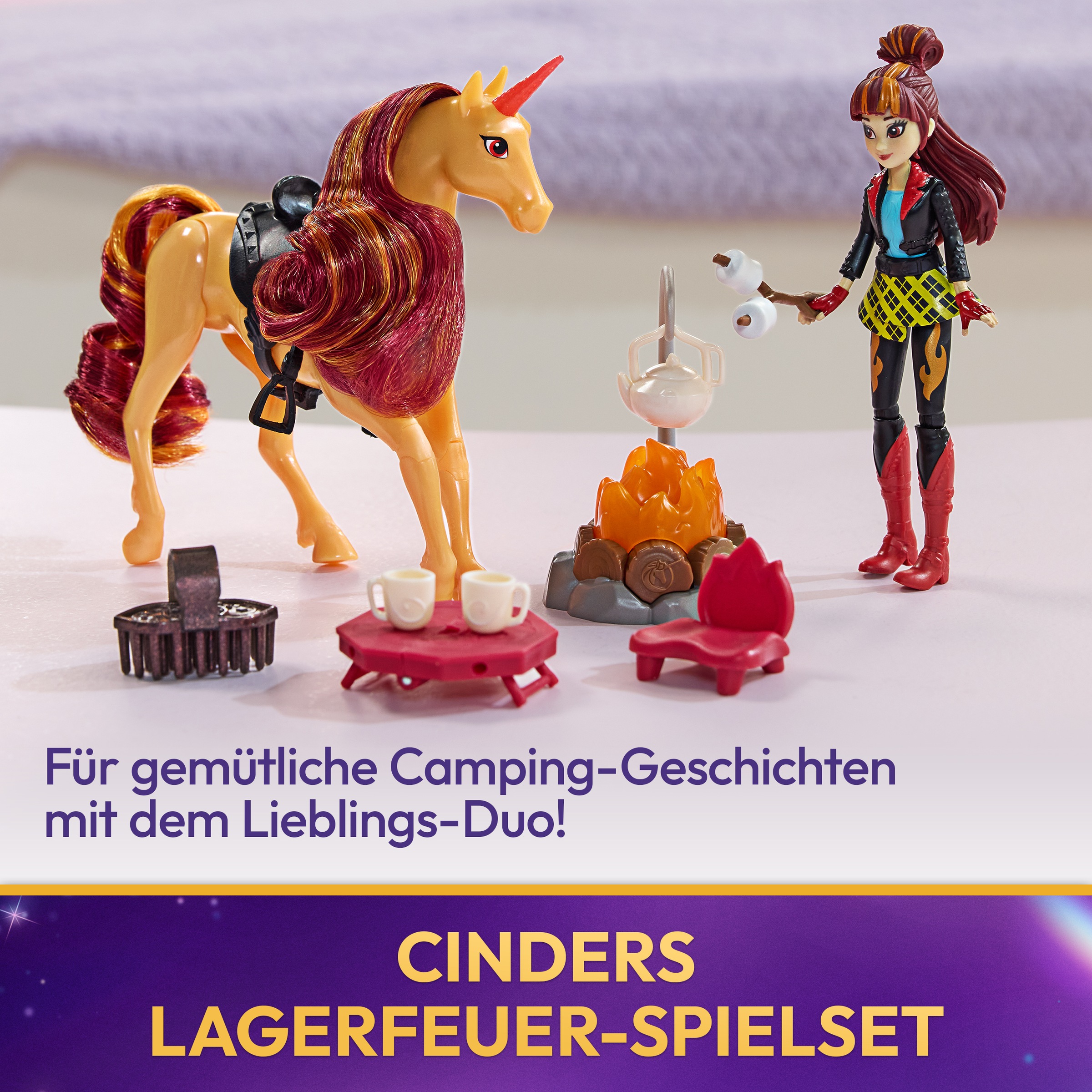 Spin Master Anziehpuppe »Unicorn Academy - Cinders Lagerfeuer-Set«