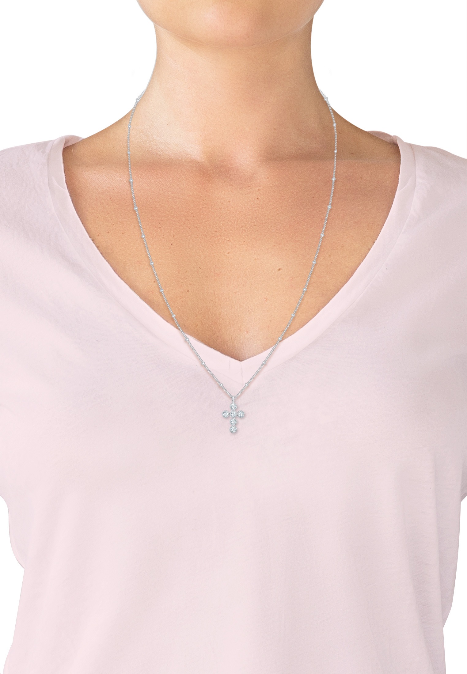 Elli Silberkette »Halskette Kreuz 925 Silber, mit Kristallen von Swarovski®«