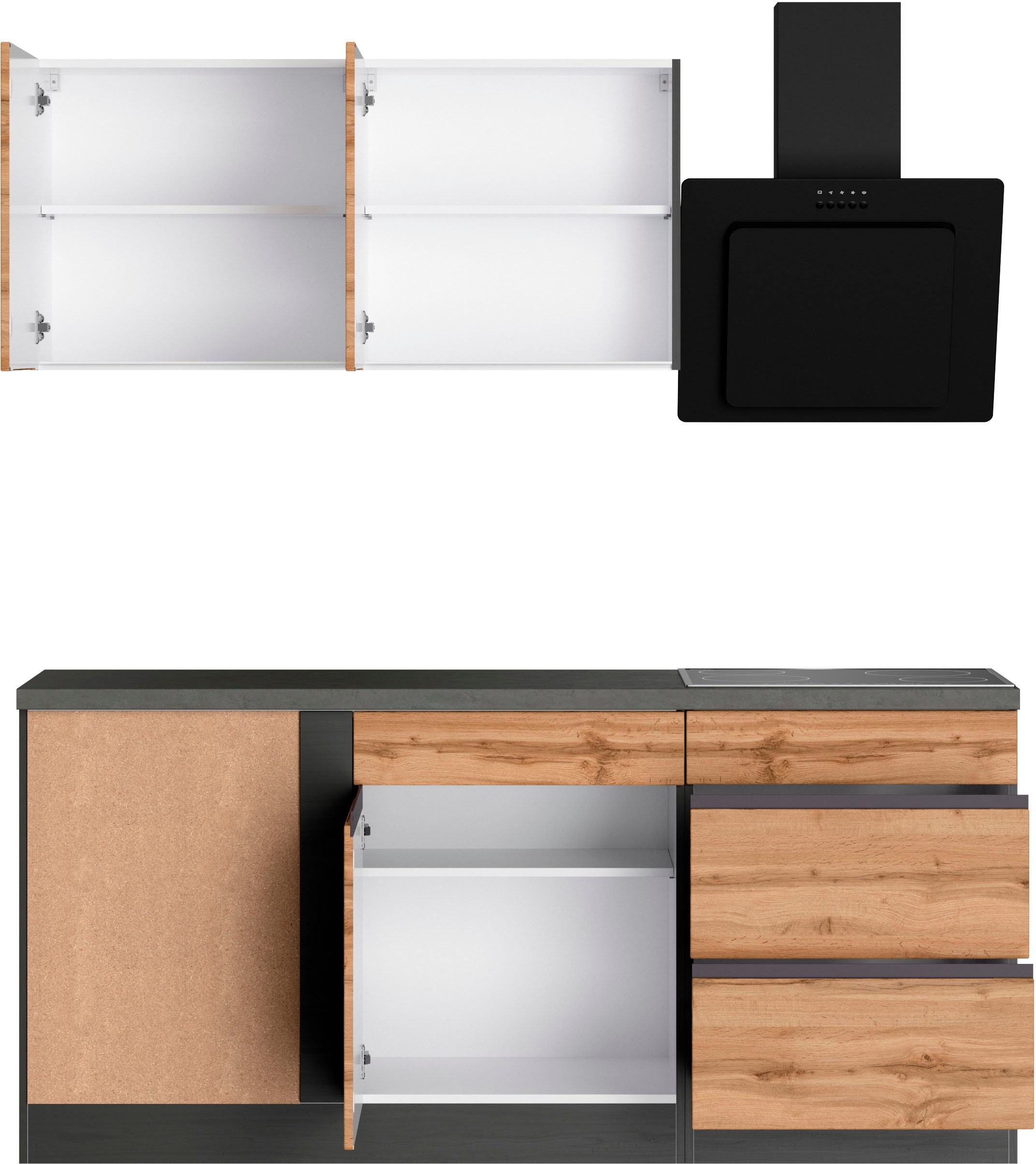 KOCHSTATION Winkelküche »KS-Riesa« Stellbreite 390/180 cm, wahlweise mit Induktionskochfeld