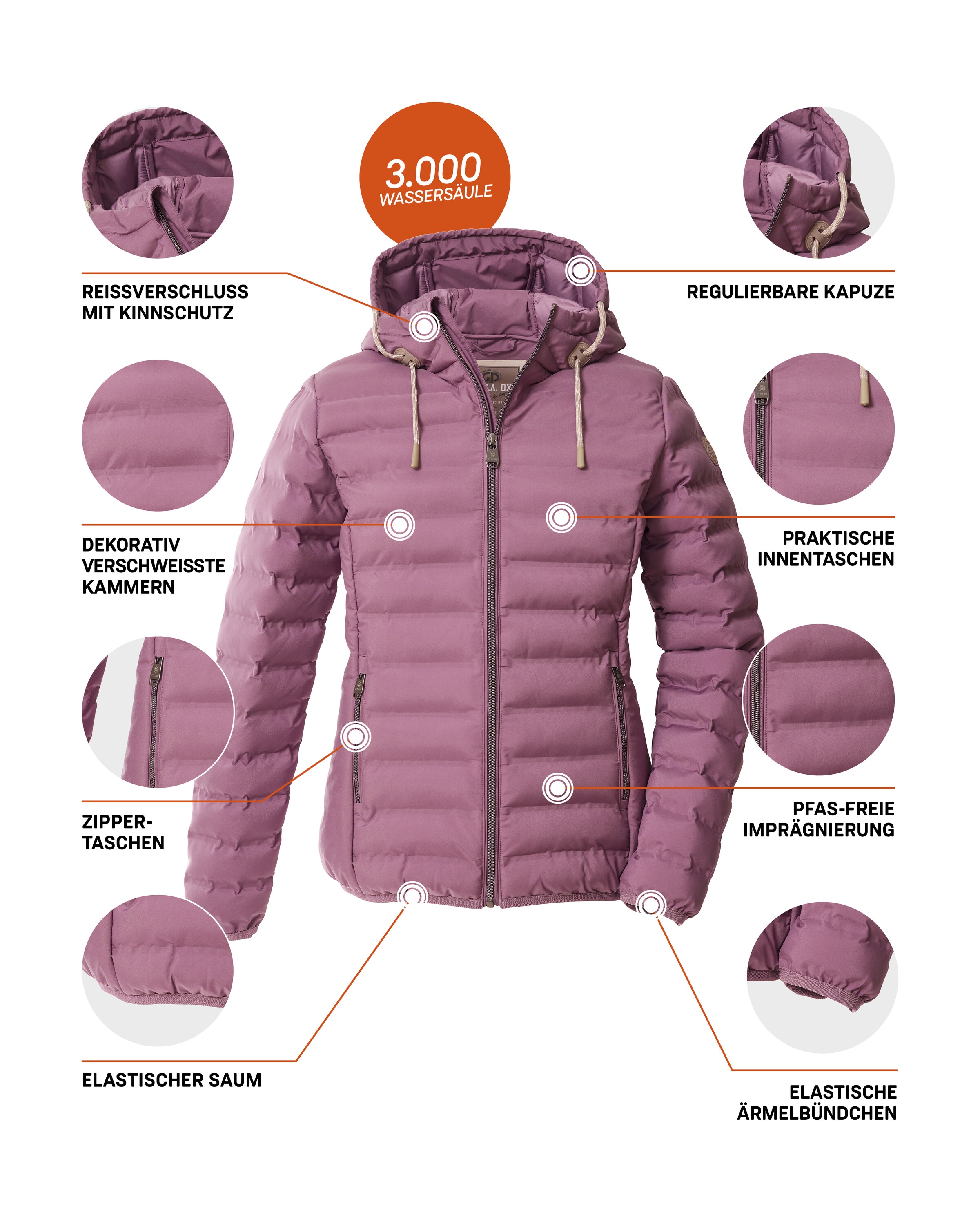 G.I.G.A. DX by killtec Steppjacke »Damen Steppjacke OOGW 1« Leichte Steppjacke, wasserabweisend, weitenregulierbare Kapuze