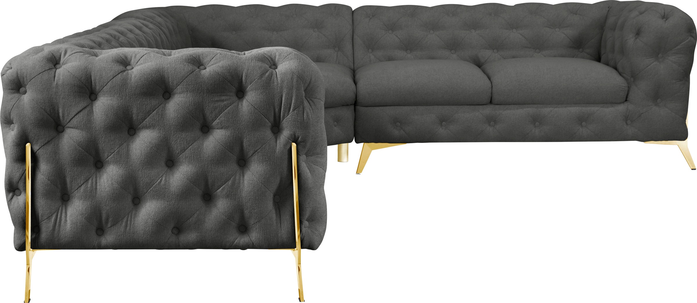 Home affaire Chesterfield-Sofa »Amaury L-Form« großes Ecksofa, Chesterfield-Optik, Breite 323 cm, Fußfarbe wählbar