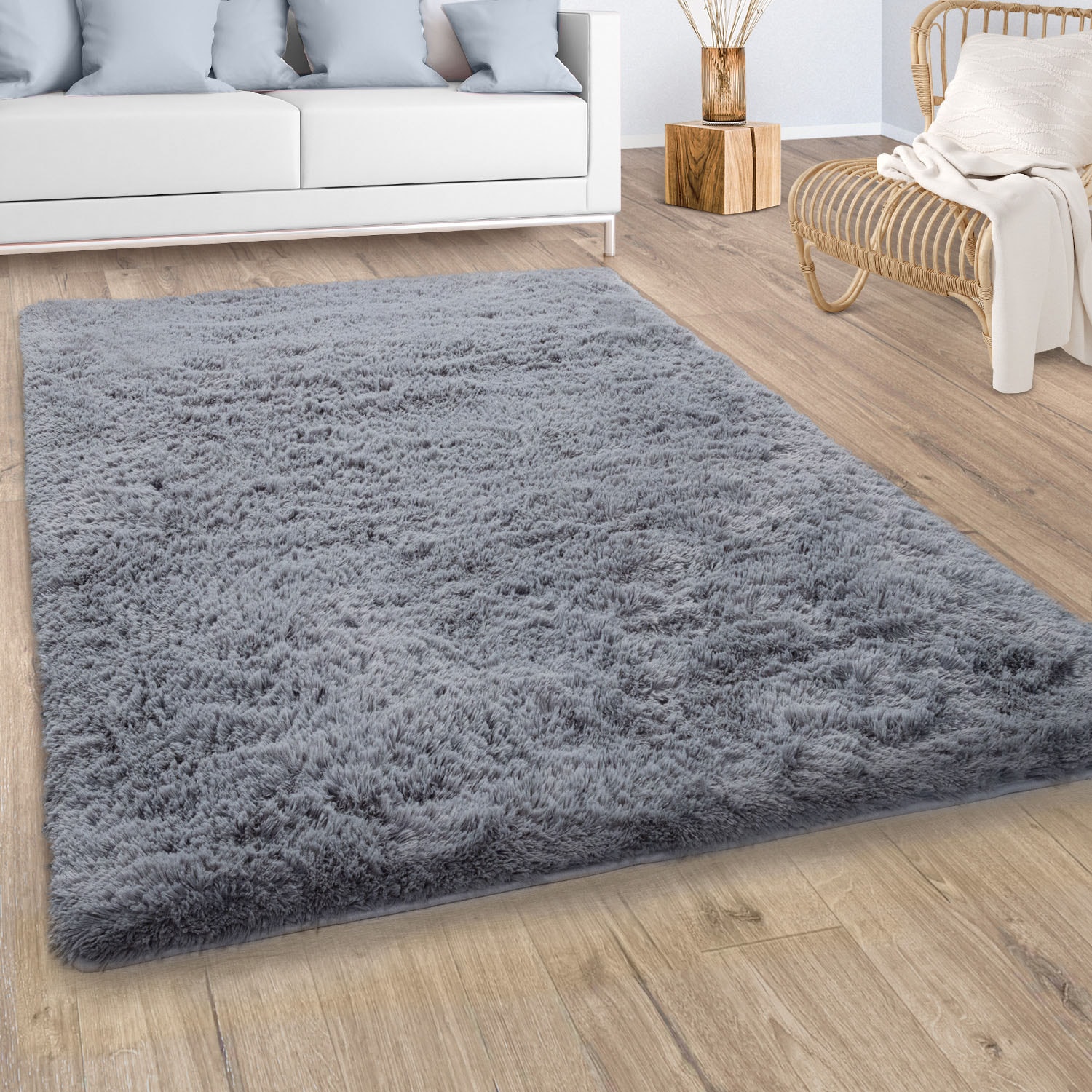 Paco Home Hochflor-Teppich »Silky 591«, rechteckig, Uni-Farben, besonders  weich und kuschelig online bei OTTO