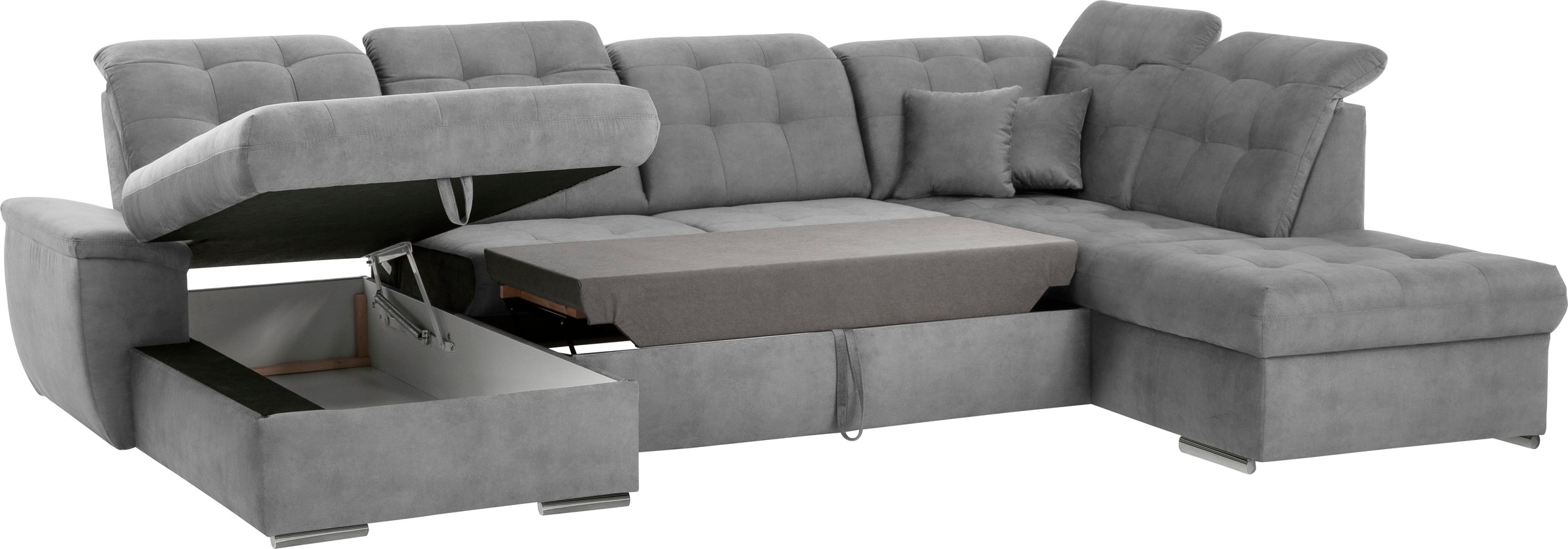 exxpo - sofa fashion Wohnlandschaft »Durango, aufwendige Sitz- und Rückenverarbeitung, bequem, U-Form«, inkl. Kopfteilverstellung, wahlweise mit Bettfunktion und Bettkasten