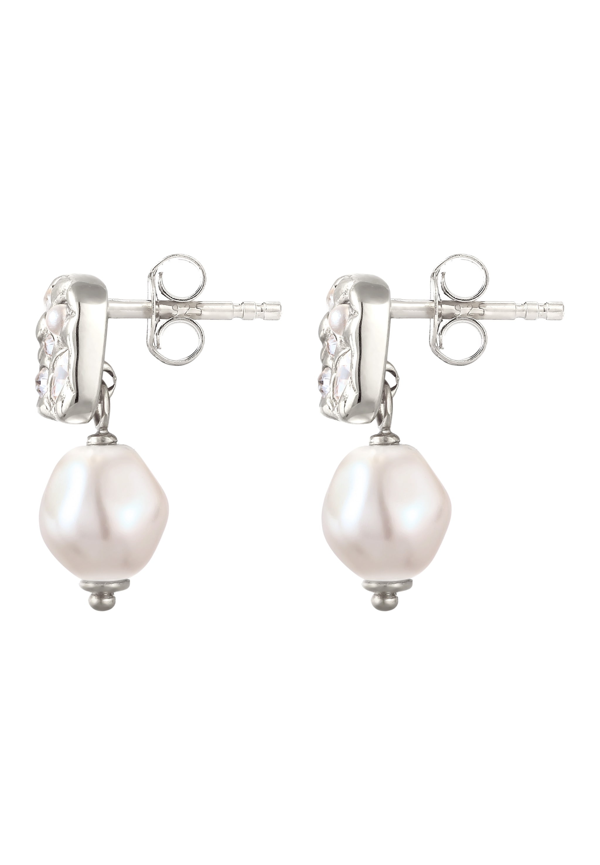 Elli Paar Ohrstecker »Ohrringe Ohrstecker Hänger mit Perlen von Swarovski® Weiß 925 Sterling Silber«