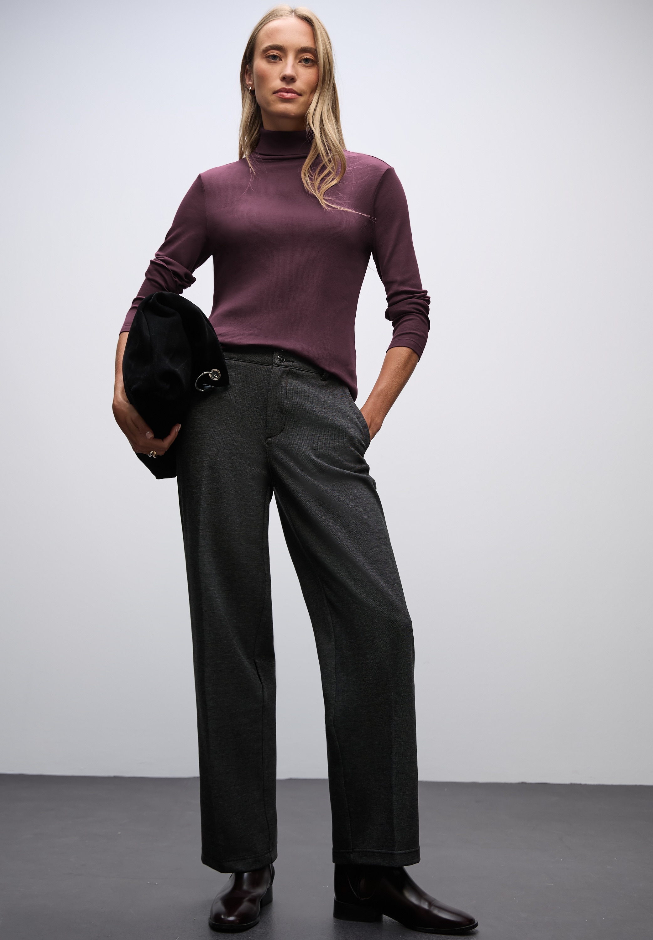 STREET ONE Langarmshirt mit Rippstruktur