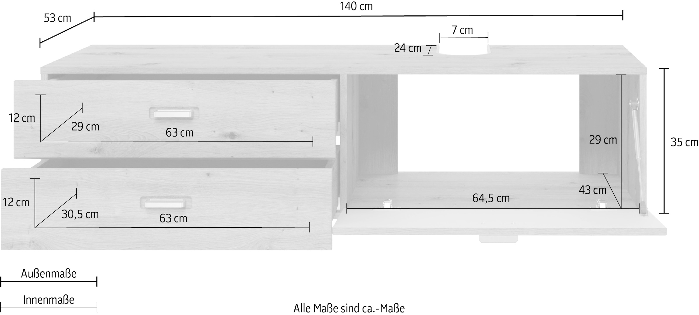 welltime Waschbeckenunterschrank »Guardo«, mit zwei Schubladen