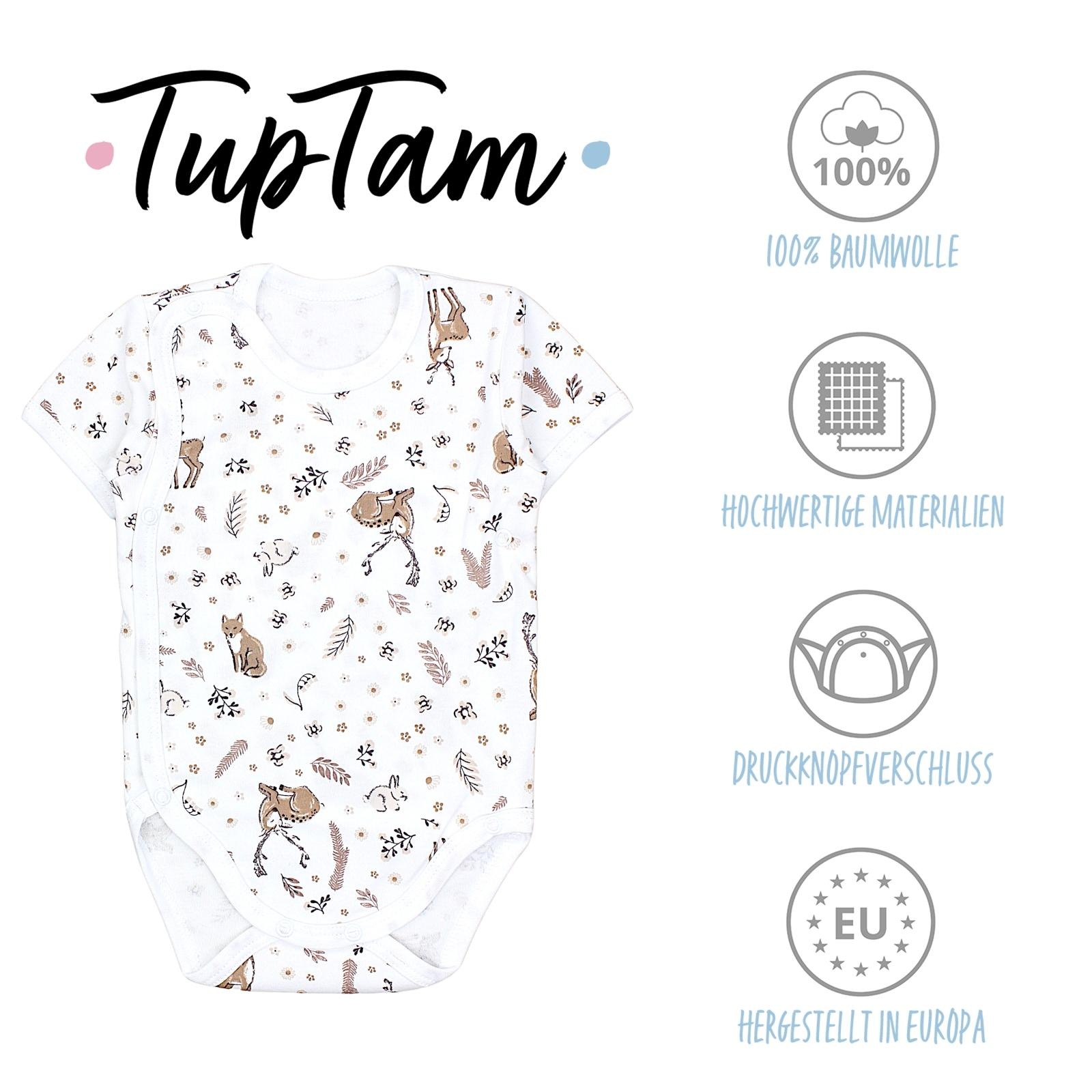 TupTam Kurzarmwickelbody »Wickelbody Baby Mädchen Kurzarm Wickelbody 5er Set«