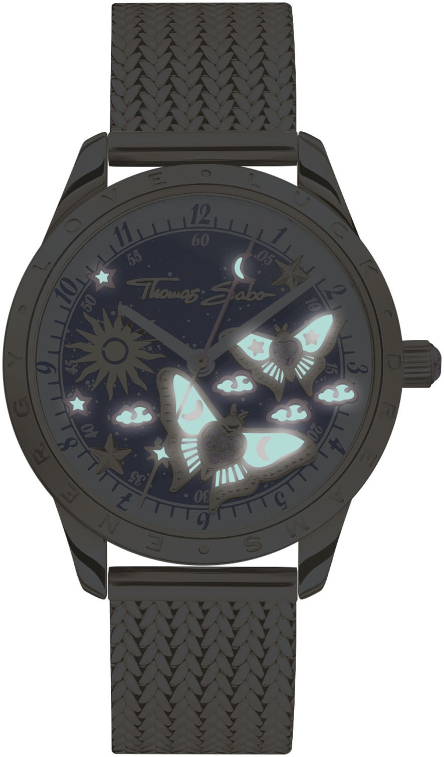 THOMAS SABO Quarzuhr »MAGIC GARDEN SPIRIT«, Armbanduhr, Damen, Edelstahl, Zirkonia (synth.), Schmetterlinge
