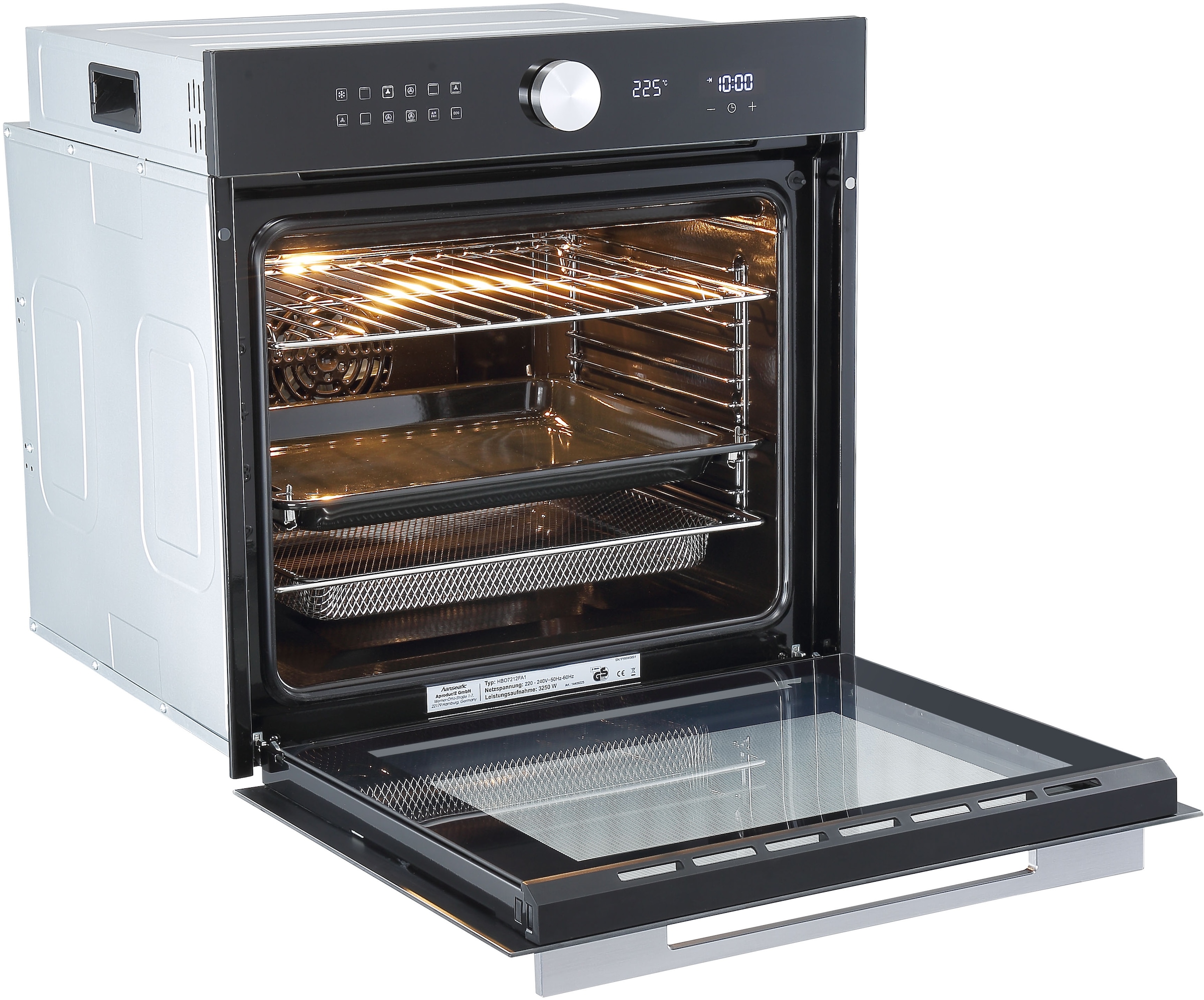 Hanseatic Einbaubackofen  »HBO7212FA1«, AirFry-Funktion – die gesündere Alternative zur Fritteuse