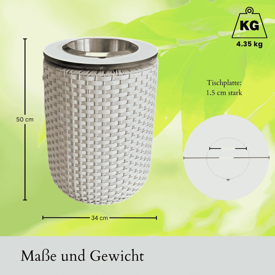 COOTAB Cooler Table Beistelltisch »4-in-1 Loungetisch mit Edelstahl-Kühler London 50 cm« 1 Stk. tlg. Wetterfest, Pflegeleicht, Hitzebeständig, Verstellbare Füße