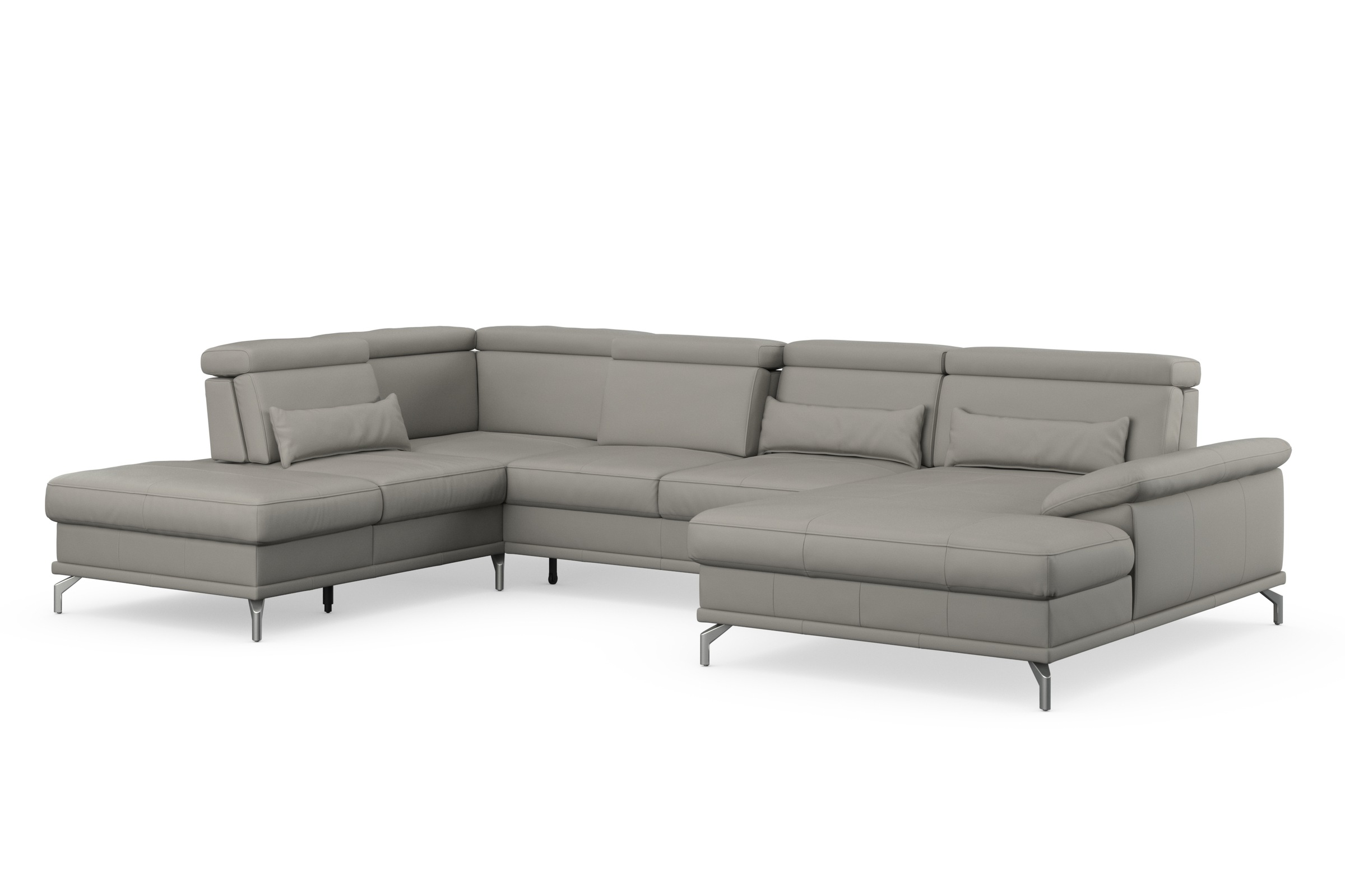sit&more Wohnlandschaft »Cabrio U-Form, mit Sitztiefenverstellung, Arm- und Kopfteilverstellung«, 3 Nierenkissen, Federkern, optional Bettfunktion und Stauraum