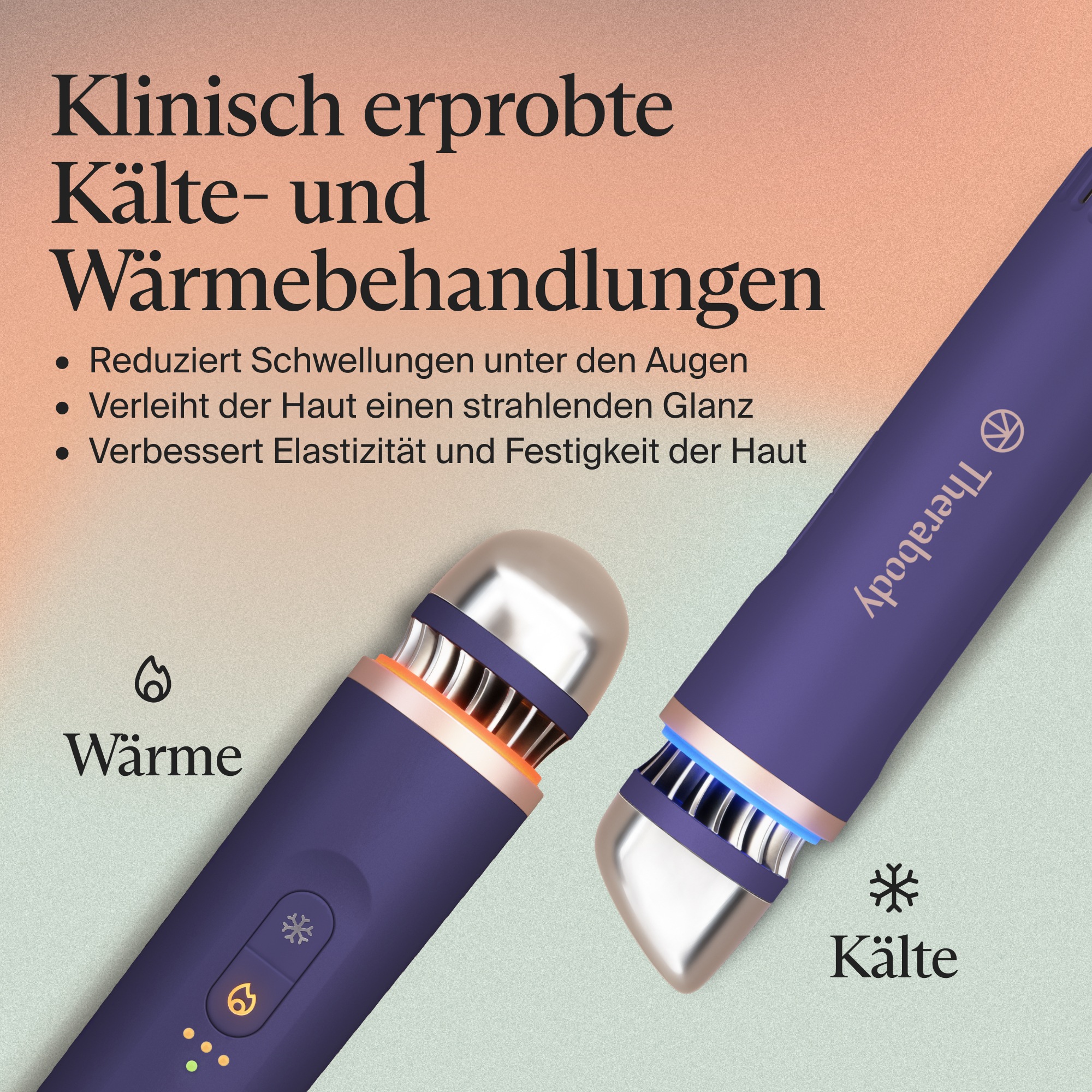 Therabody Anti-Aging-Gerät »Theraface Depuffing Wand Kälte- und Wärmebehandlungen für das Gesicht«, Verbessert die Strahlkraft, reduziert Augenringe und Schwellungen