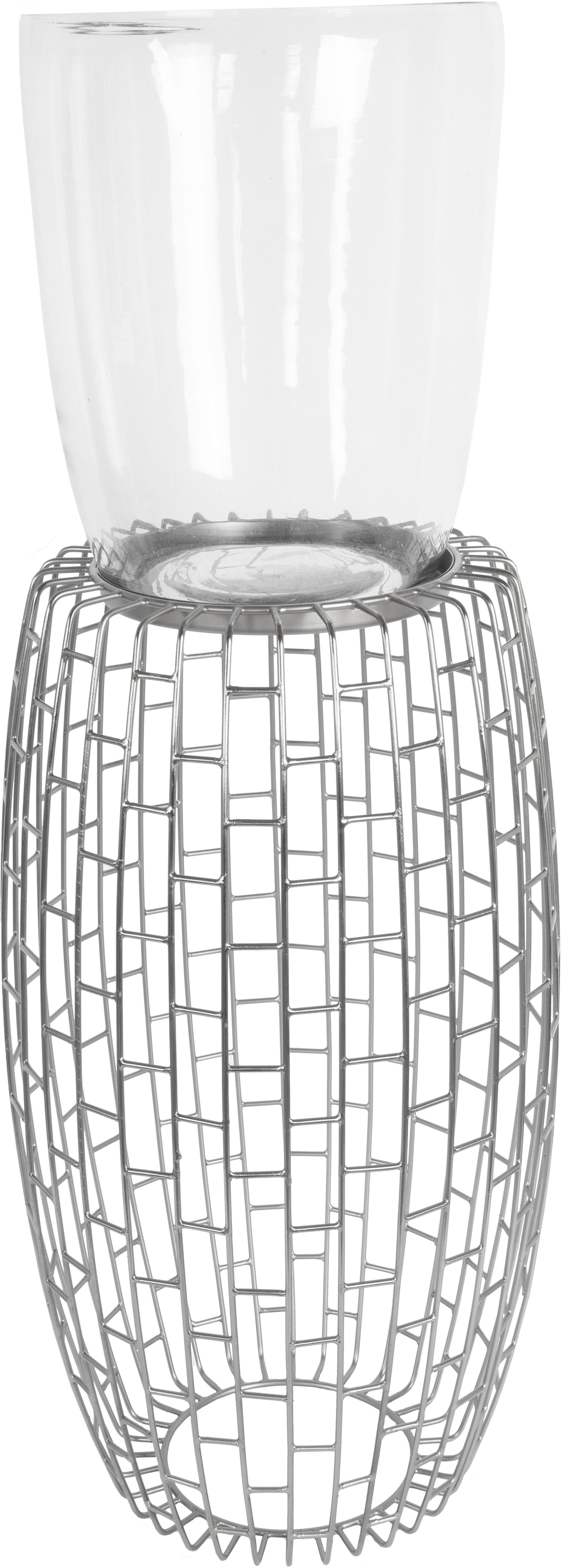 Kayoom Kerzenständer »Kerzenständer Malibu 825« in silberfarben, Größe B/H/T: 28 cm x 73 cm x 28 cm