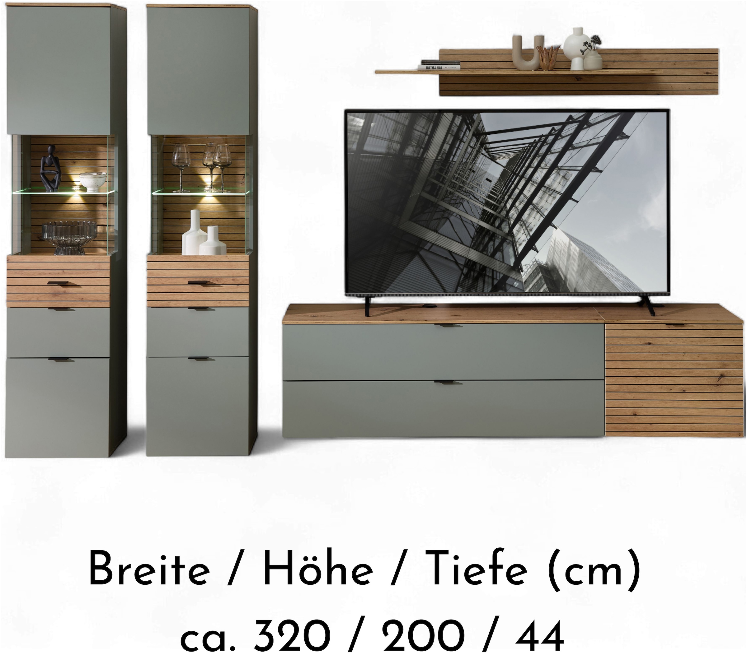 Innostyle Wohnwand »Ina Wohnwand, 320x200x40 cm (B/H/T)« 5 Stk. tlg.