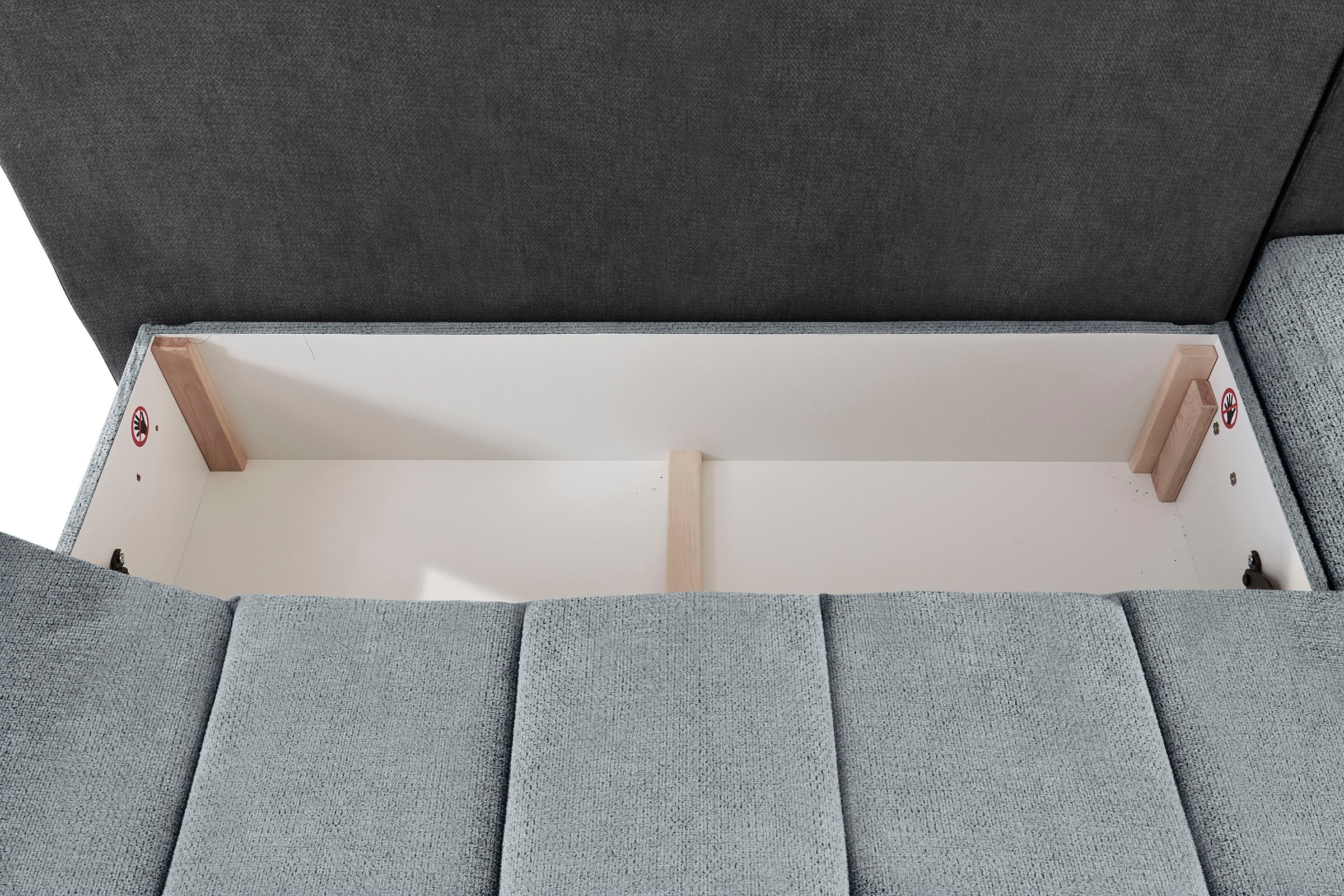 INOSIGN Ecksofa »Imola, elegant und modern, aktuelle Steppung im Sitz, bequem, L-Form«, frei im Raum stellbar, wahlweise mit Bettfunktion und Bettkasten