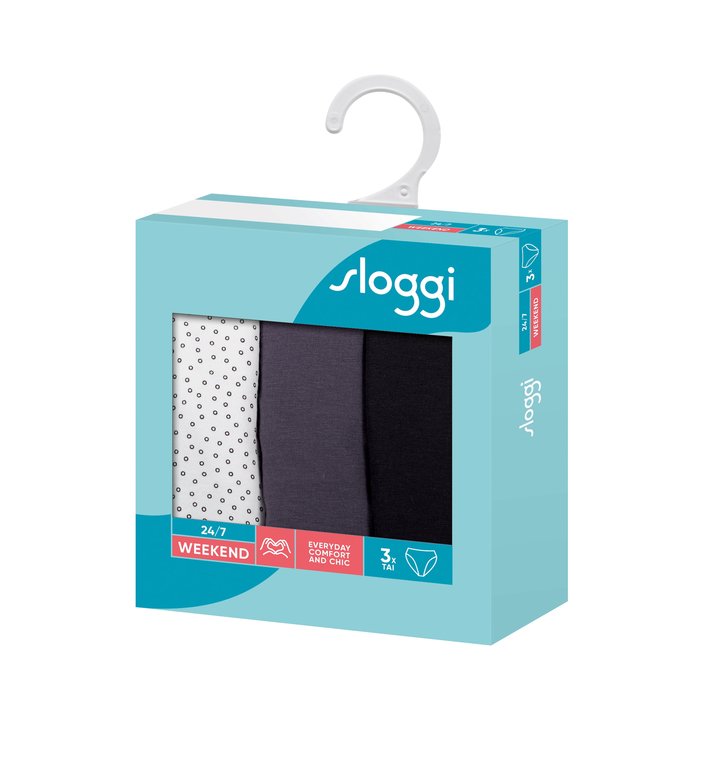 sloggi Slip »24/7 Weekend Tai C3P«, (3er Pack), mit flachen Spitzen-Kanten