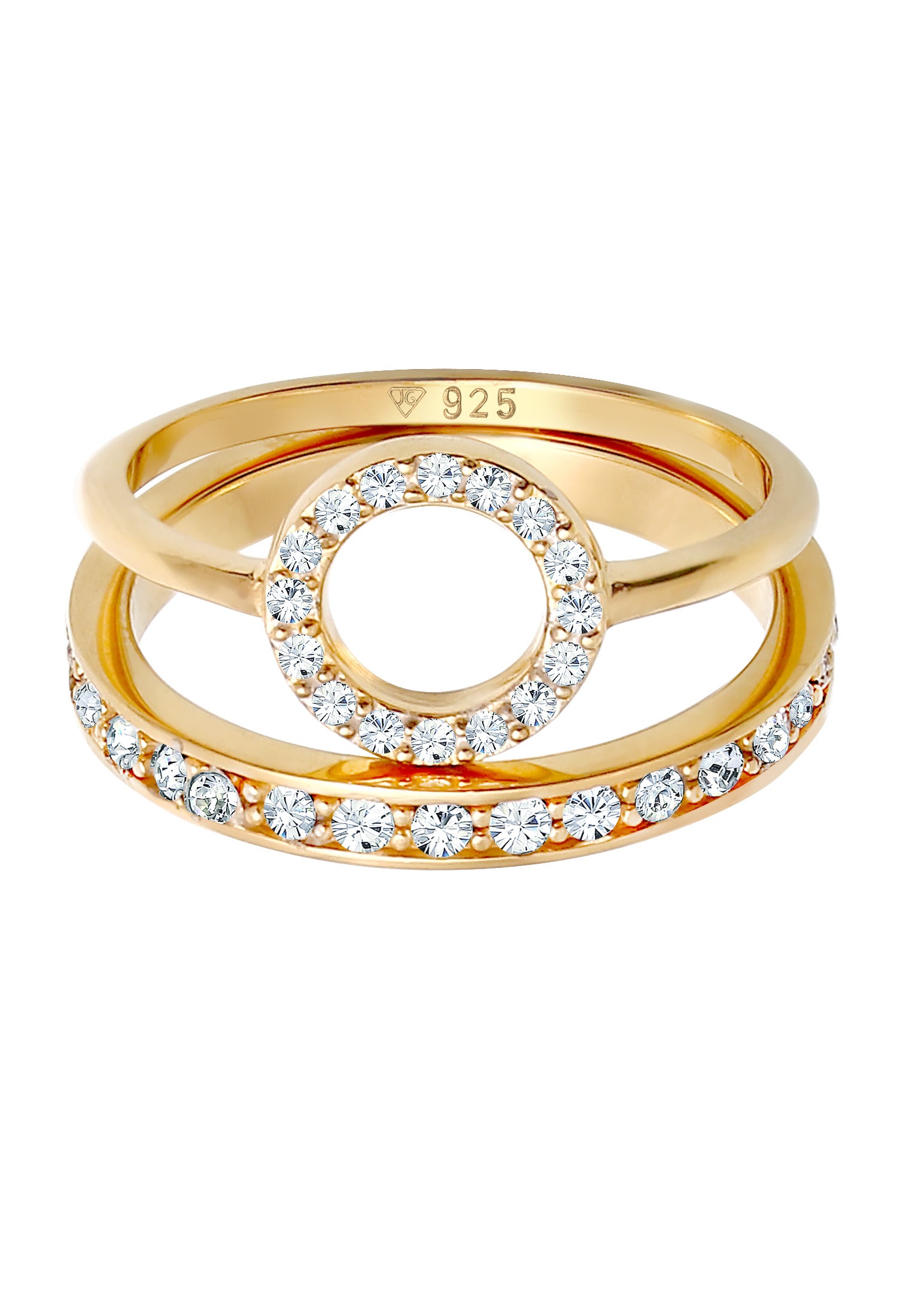 Elli Premium Ring-Set »Ring Memorie Kreis Geo 2er Set 925 Silber, mit Kristallen von Swarovski®«