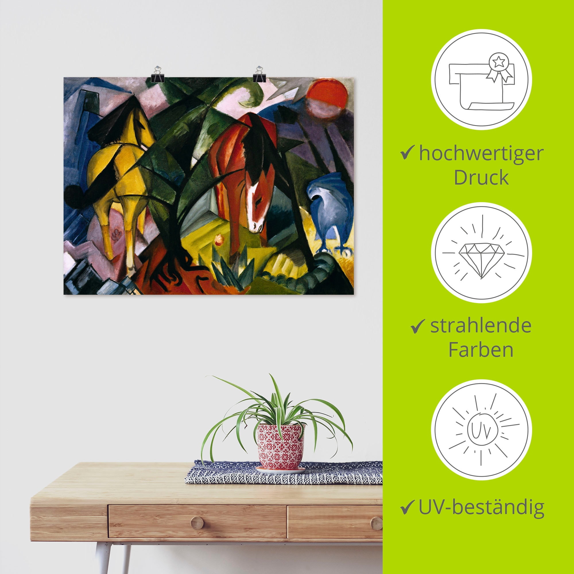 Artland Wandbild »Pferde und Adler. 1912« Haustiere 1 Stk. tlg. als Leinwandbild, Poster in verschied. Größen