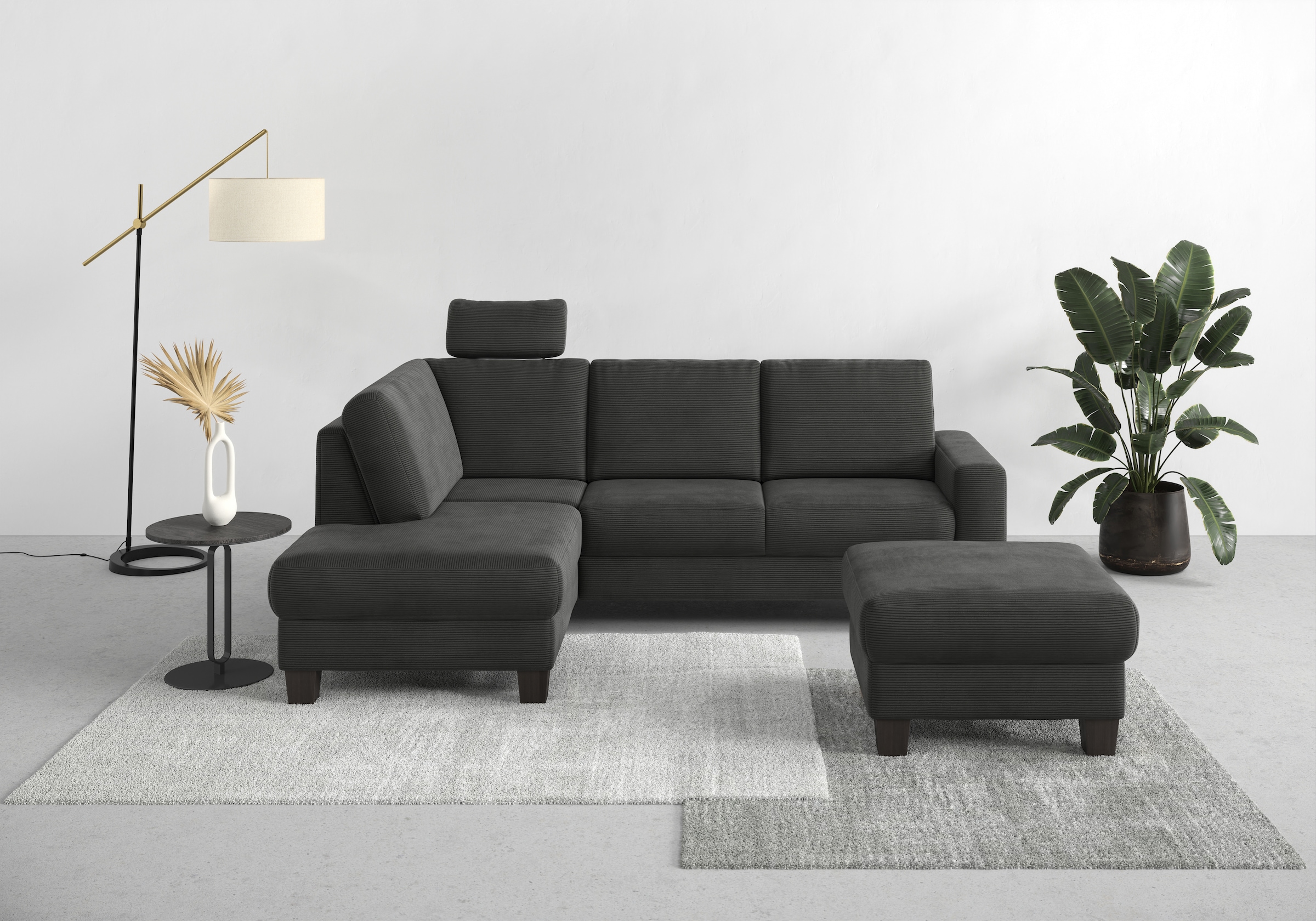 Home affaire Ecksofa »Summer L-Form« mit Ottomane, mit oder ohne Bettfunktion und Bettkasten, Cord-Bezug
