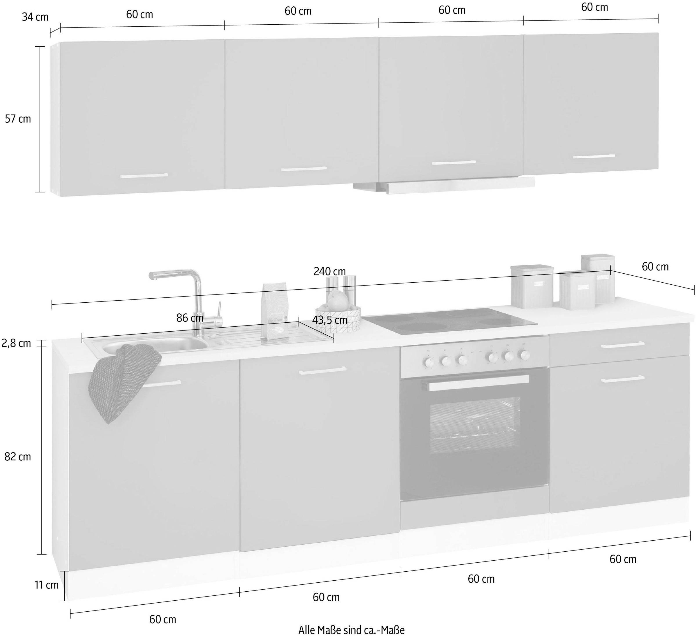 HELD MÖBEL Küchenzeile »Visby«, mit E-Geräten, Breite 240 cm inkl. Geschirrspülmaschine
