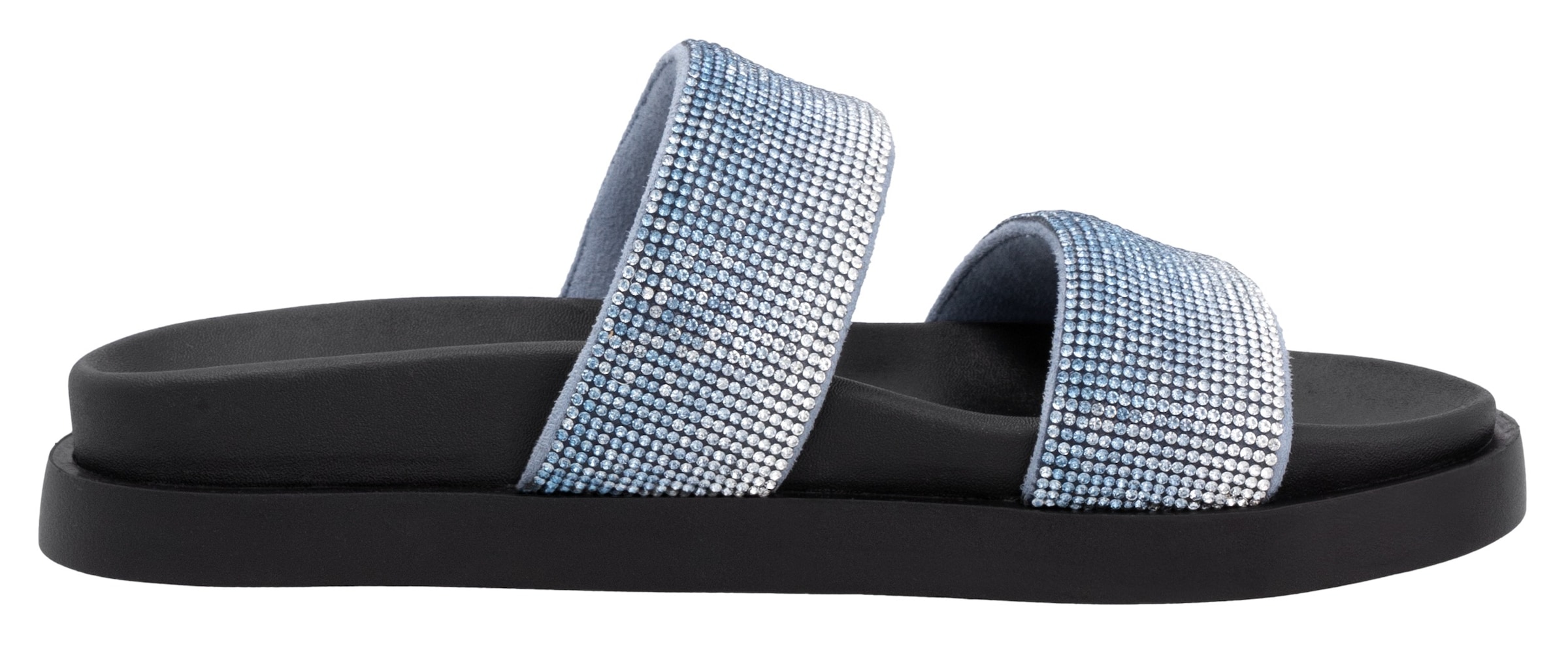 RIEKER Sport Pantolette, Sommerschuh, Strandschuh, Schlappen, Poolslides im Glitzer-Look