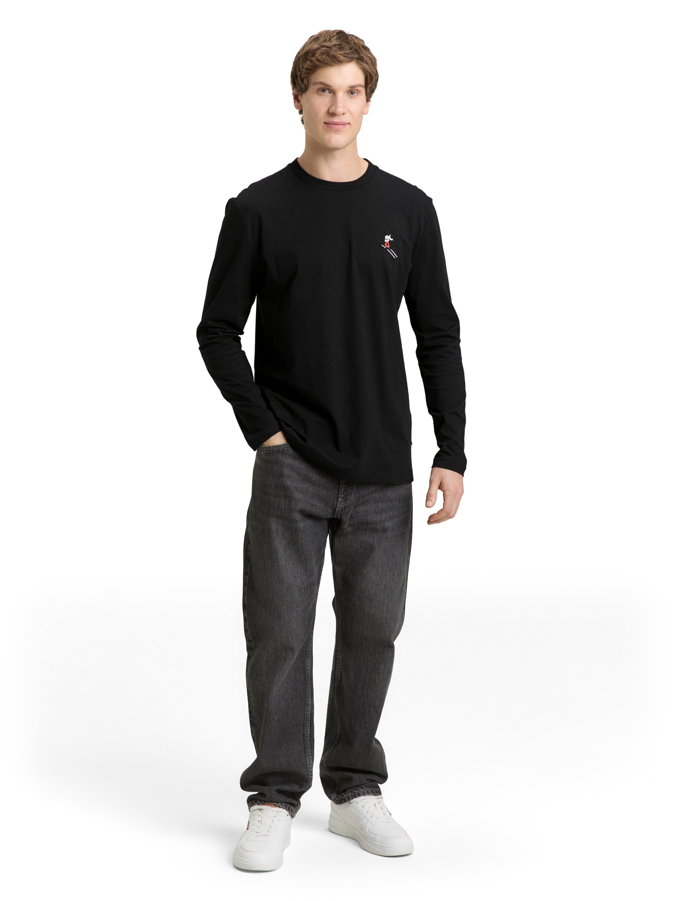 TOM TAILOR Denim Langarmshirt mit Logo-Stickerei auf der Brust