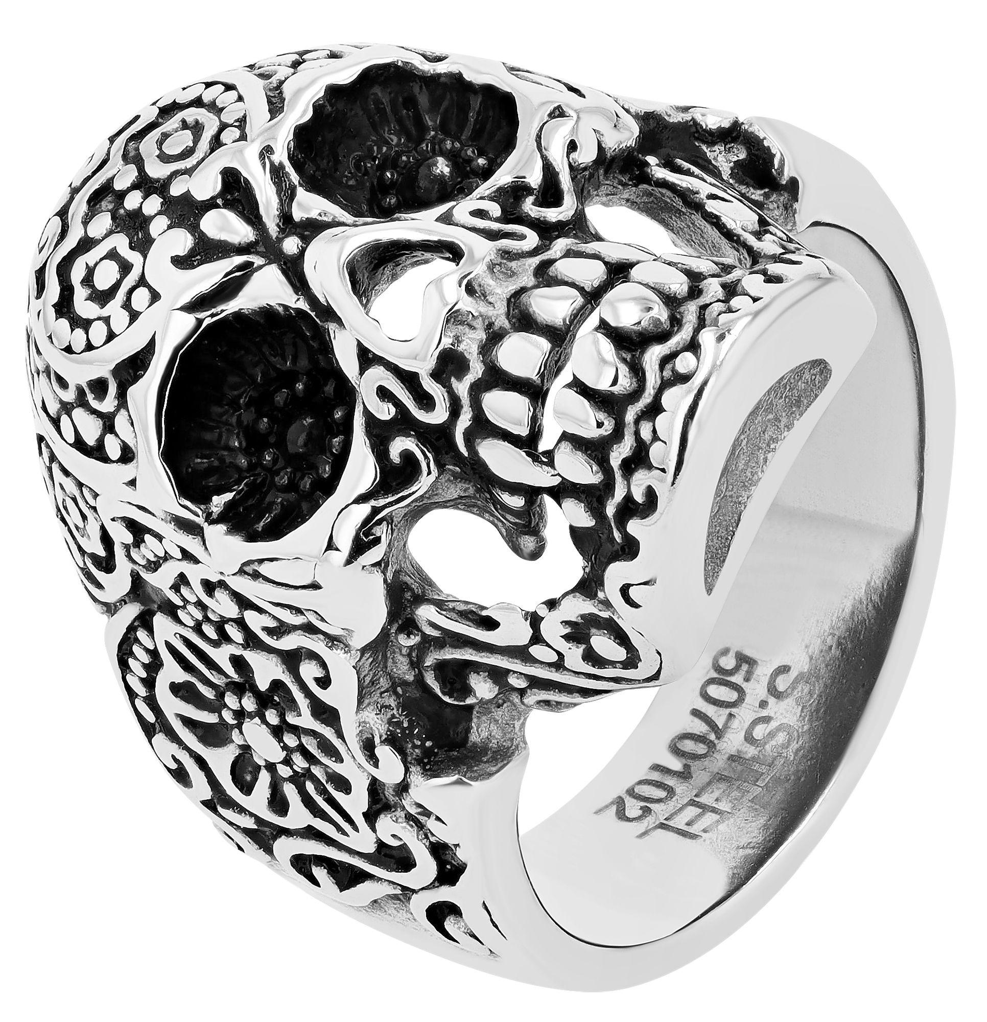 Adelia´s Fingerring »Herren Ring Totenkopf aus Edelstahl«
