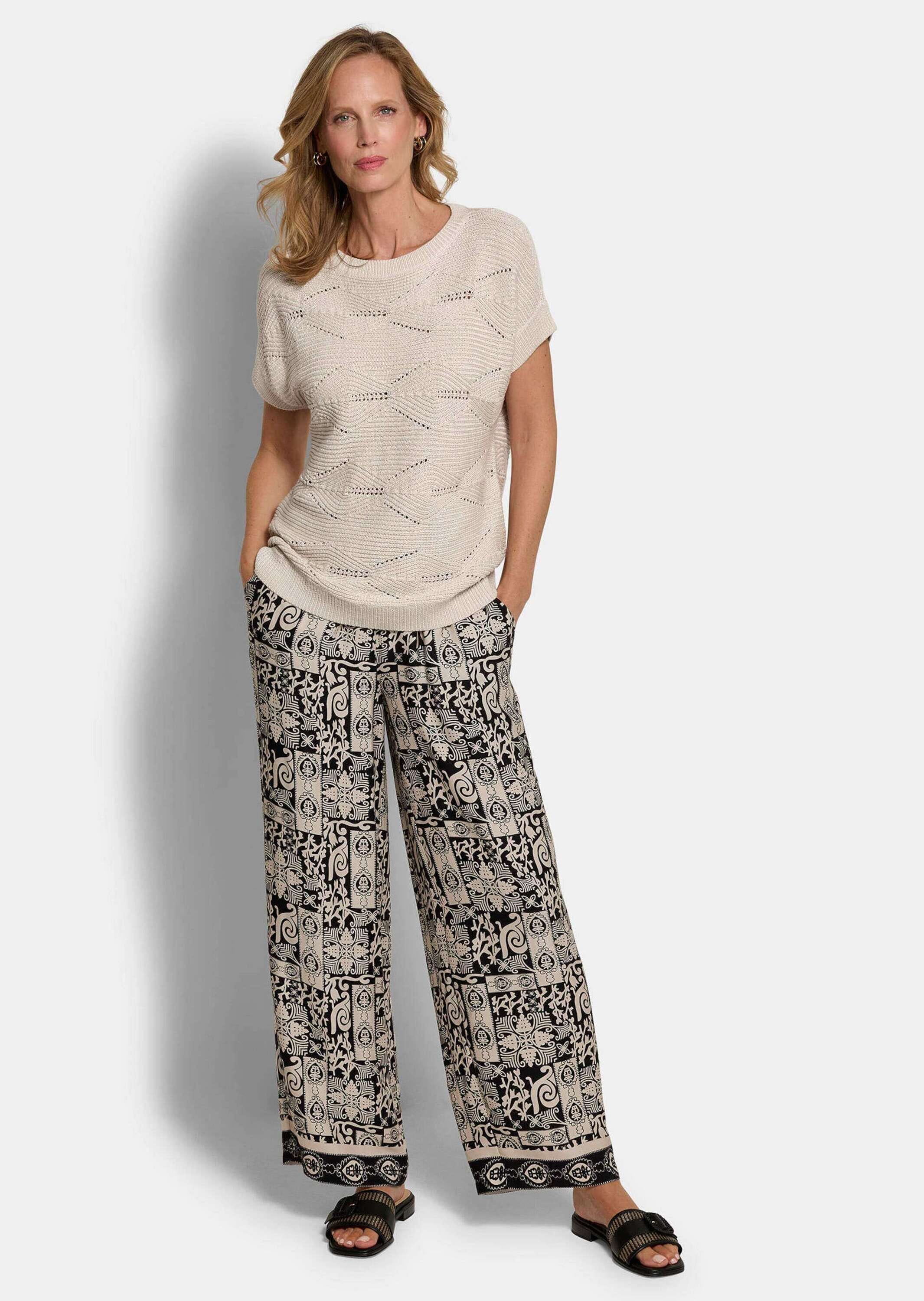 GOLDNER Rundhalspullover »Baumwollpullover mit Rautenstruktur« Rippenstruktur im Querverlauf