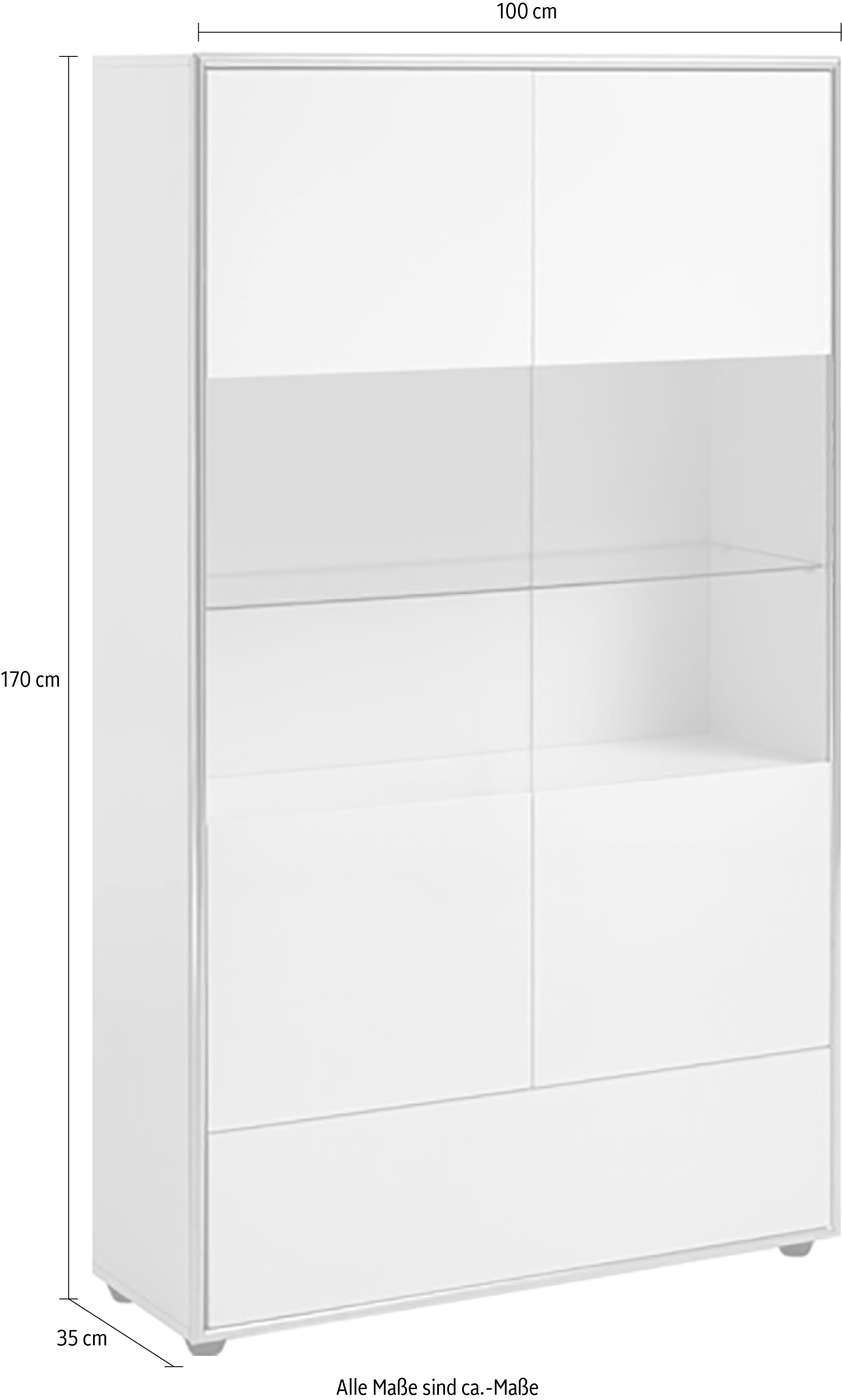 INOSIGN Vitrine »Portland«, (1 St.), Glasvitrine mit verchromten Metallrahmen - (B/T/H) 100/35/170 cm