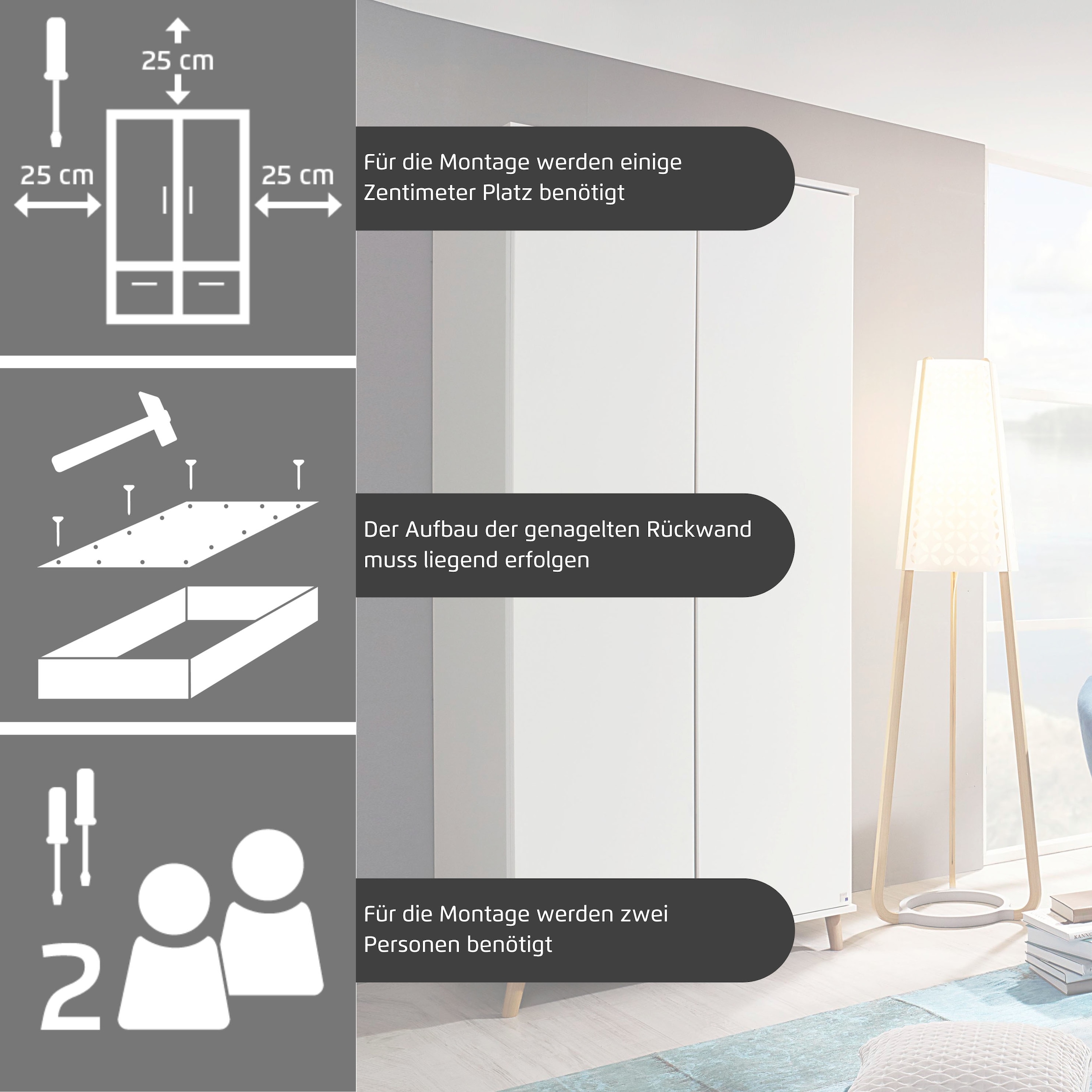 rauch Kleiderschrank »Ottos Choice Skandi Kinderzimmer Bestseller Schlafzimmerschrank FALUN« Breite 137/182, Höhe 203 cm,  im modernen Skandi-Look, Füße/Griffe Eiche massiv MADE IN GERMANY