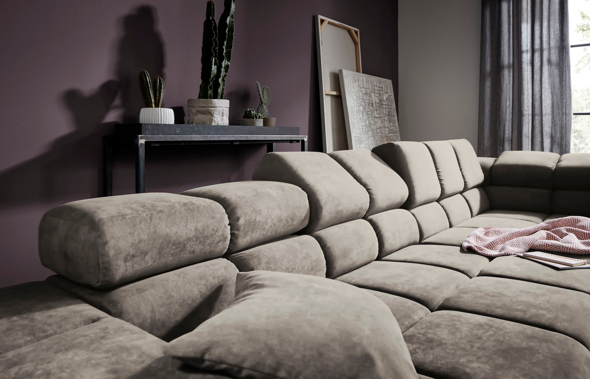 INOSIGN Ecksofa »Ancona incl. Kopfteilverstellung, Breite 319cm, L-Form«, wahlweise motorische Sitztiefenverstellung, auch in Cord + Easy Care