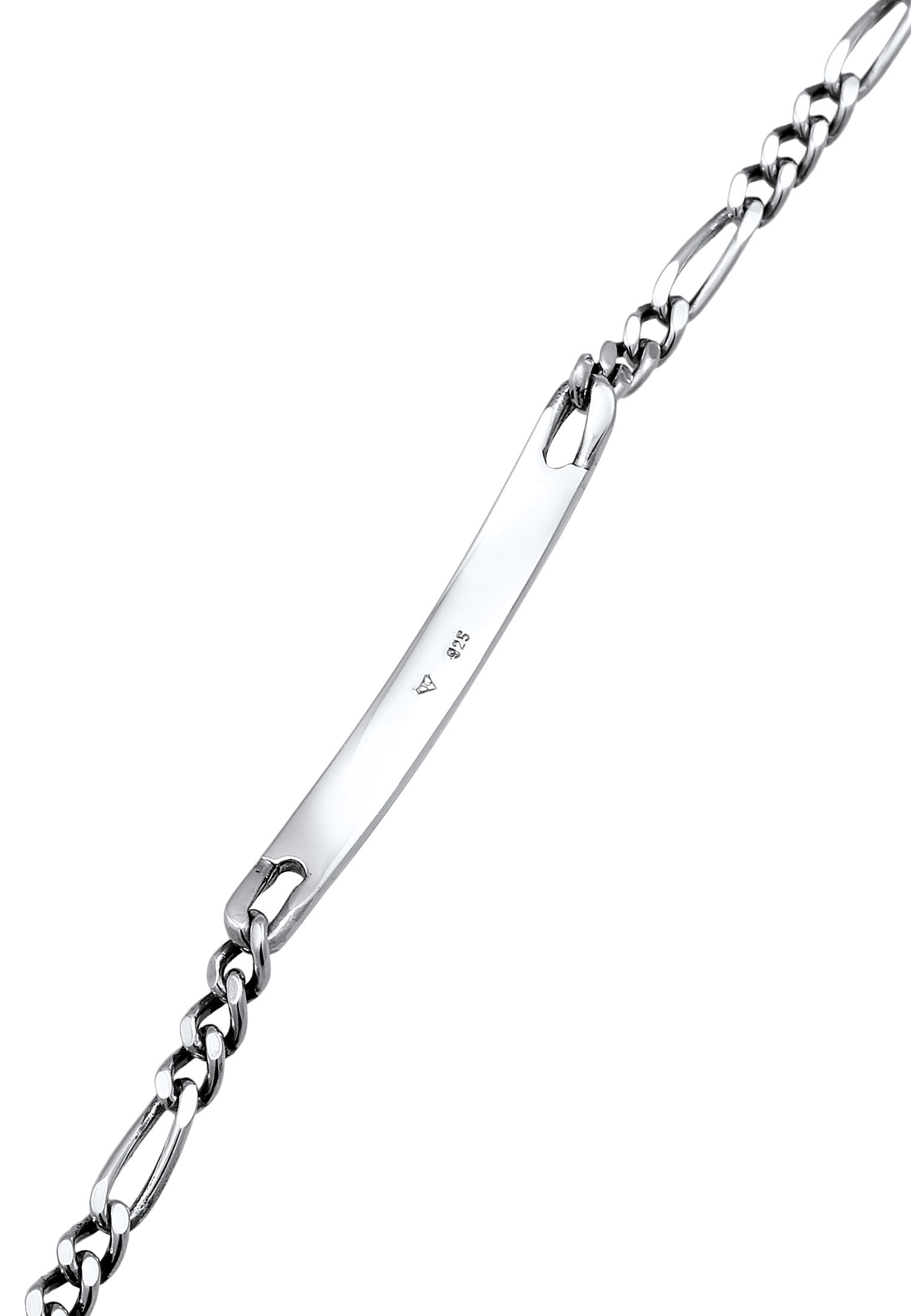 Kuzzoi Armkette »Armband Herren ID Platte Figaro Klassisch 925 Silber«