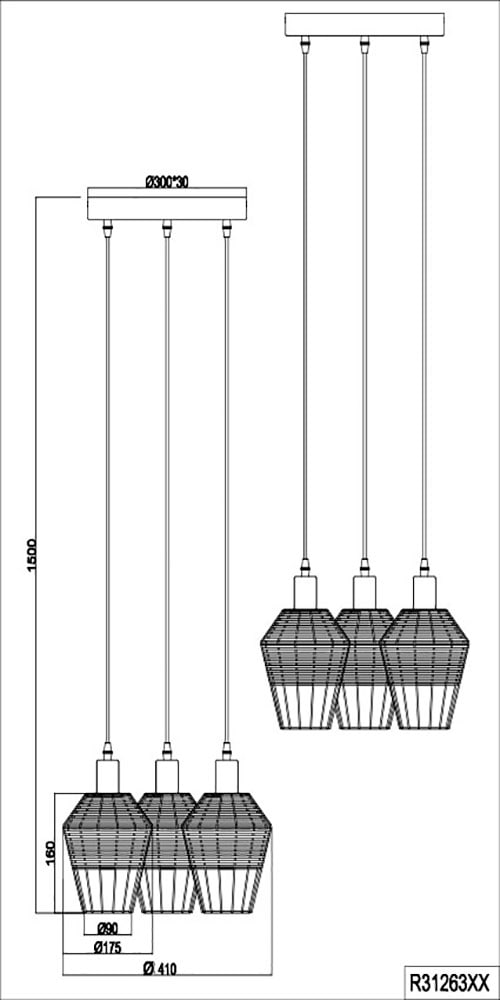 REALITY Leuchten Pendelleuchte »Borka«, 3 flammig, Leuchtmittel E27 | ohne Leuchtmittel, Boho Hängelampe aus Rattan 3-flammig exkl E27 max 40W höhenverstellbar