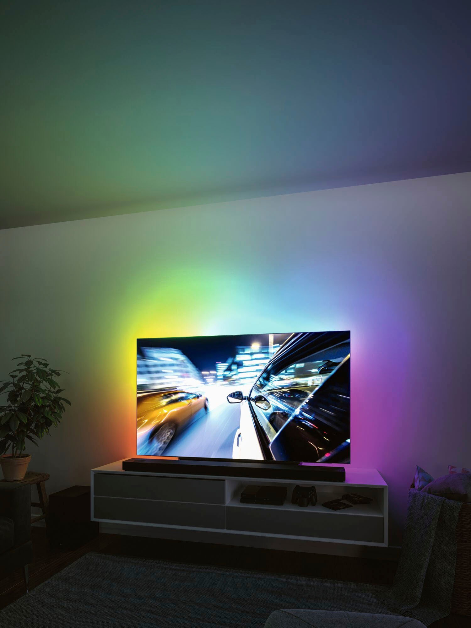 Paulmann LED-Streifen »USB LED Strip TV-Beleuchtung 65 Zoll 2,4m Dynamic Rainbow RGB 4W«, 1 St.-flammig