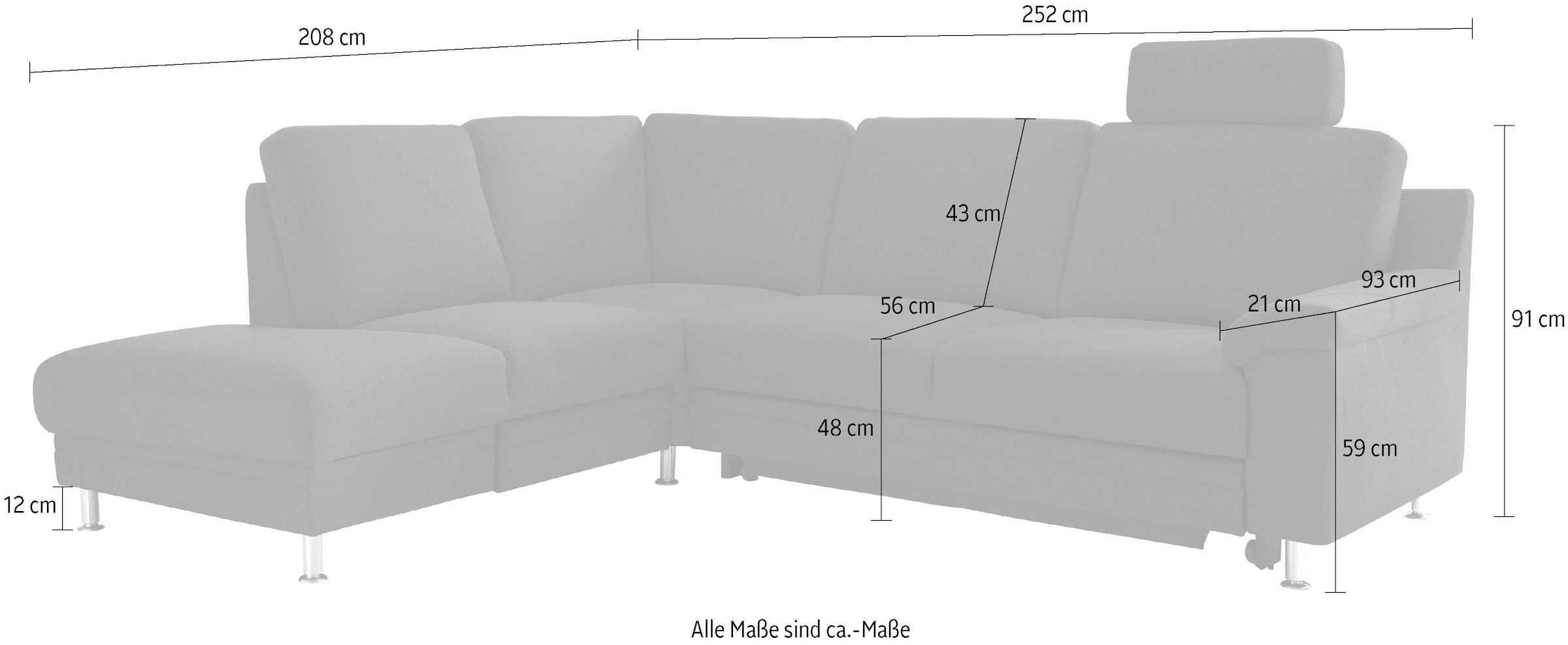 3C Carina Ecksofa »Korfu L-Form«, incl.- 1 Kopfstütze, wahlweise mit Schlafunktion und Stauraum