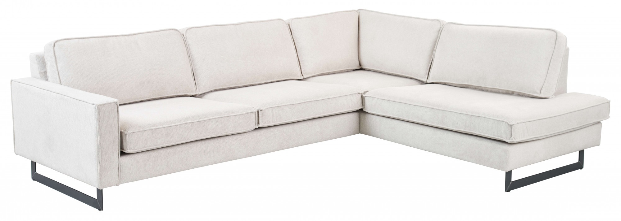 Home affaire Ecksofa »Pinto, 290 cm, Cord, Chenille, Lederoptik, Ottomane links / rechts« mit Keder, schwarze Metallfüße, Wellenunterfederung