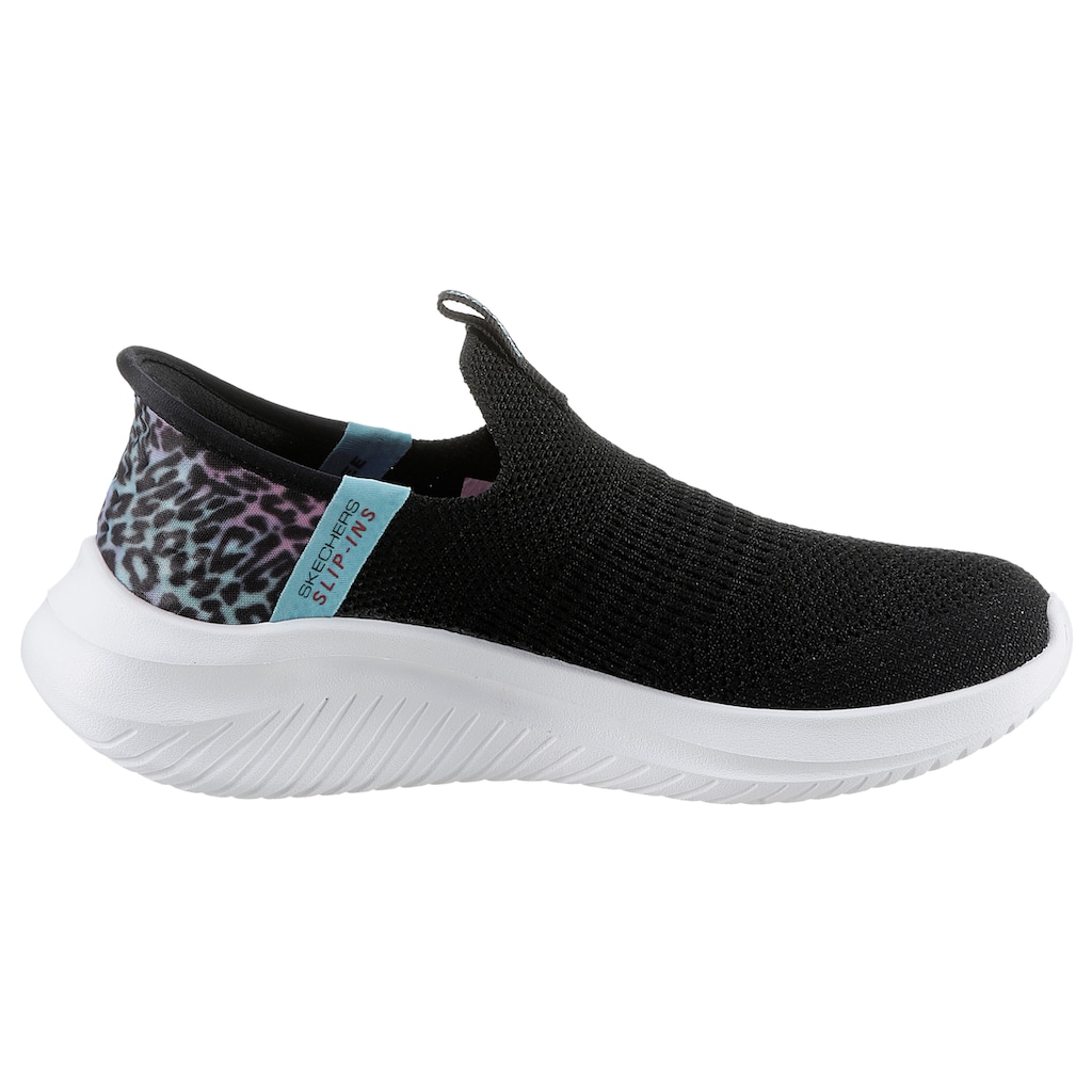 Skechers Kids Slip-On Sneaker »ULTRA FLEX 3.0 - COLORY WILD«, mit Leoprint an der Ferse
