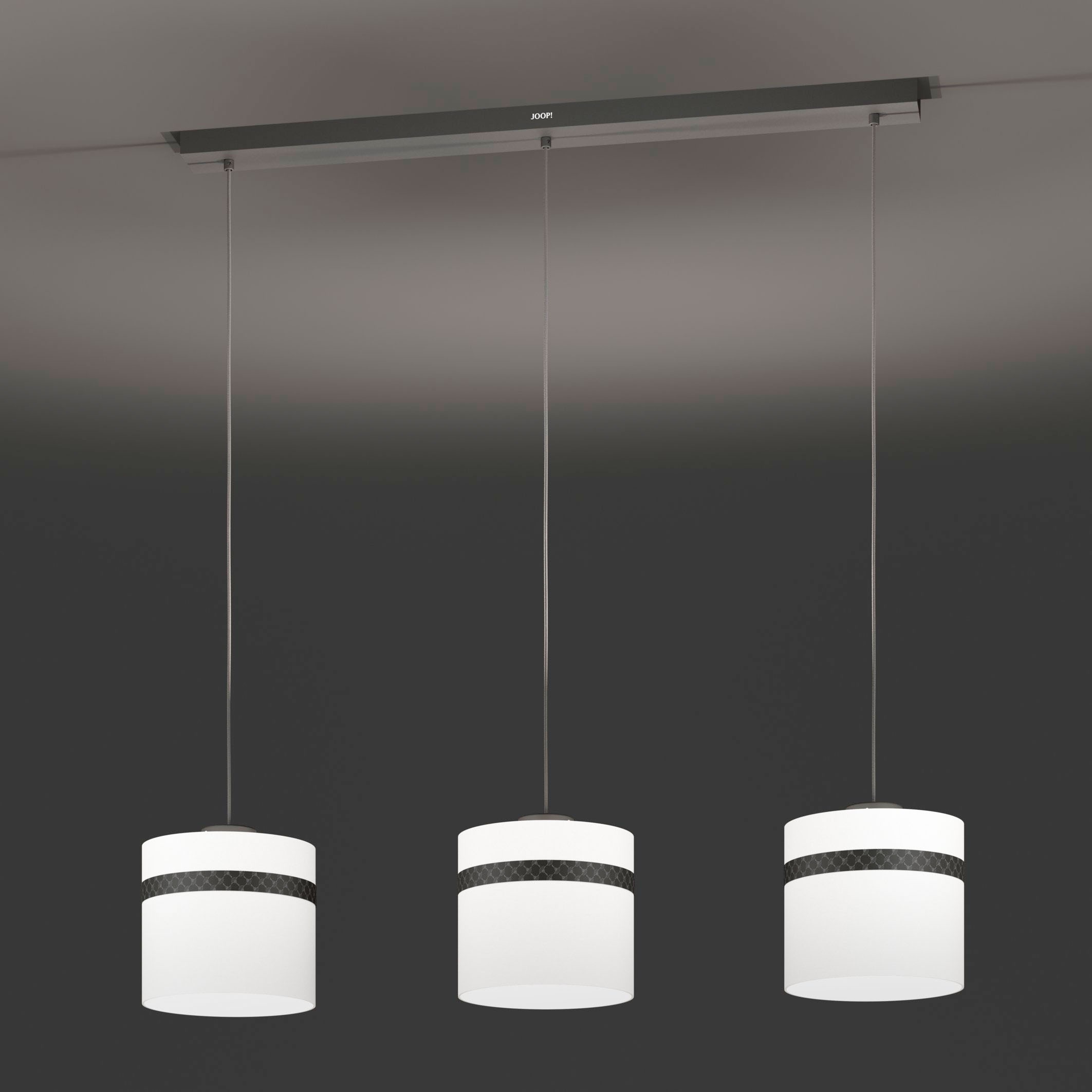 JOOP! Hängeleuchte »ROUND LIGHTS«, Leuchtmittel E27 | ohne Leuchtmittel, mit rundemTextil-Leuchtschirmen und eingelassenen Metall-Dekorbändern