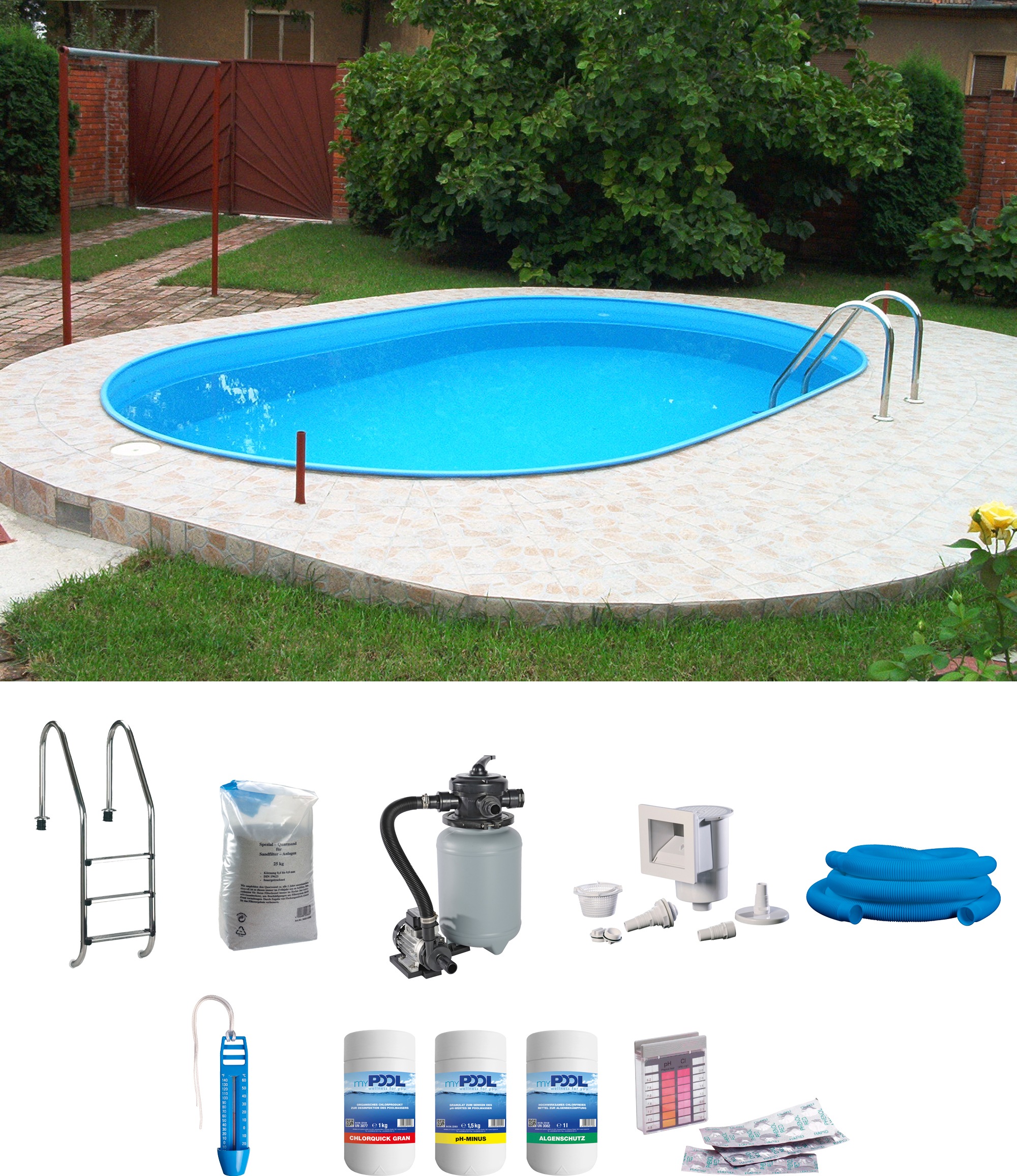 KONIFERA Ovalpool »OVB«, (Komplett-Set, 8 tlg.), 4,50x2,50x1,10m
