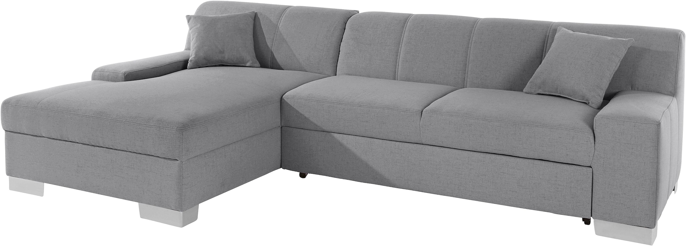 DOMO collection Ecksofa »Bero, elegant und zeitlos, flache Armlehnen, L-Form«, fester Sitzkomfort, wahlweise mit Bettfunktion